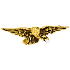 Wordley Allsopp & Bliss Art Nouveau Pearl 14 Karat Gold Eagle Brooch