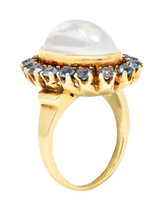 Wordley Allsopp & Bliss Co. Retro Moonstone Sapphire 14 Karat Yellow Gold Halo C
