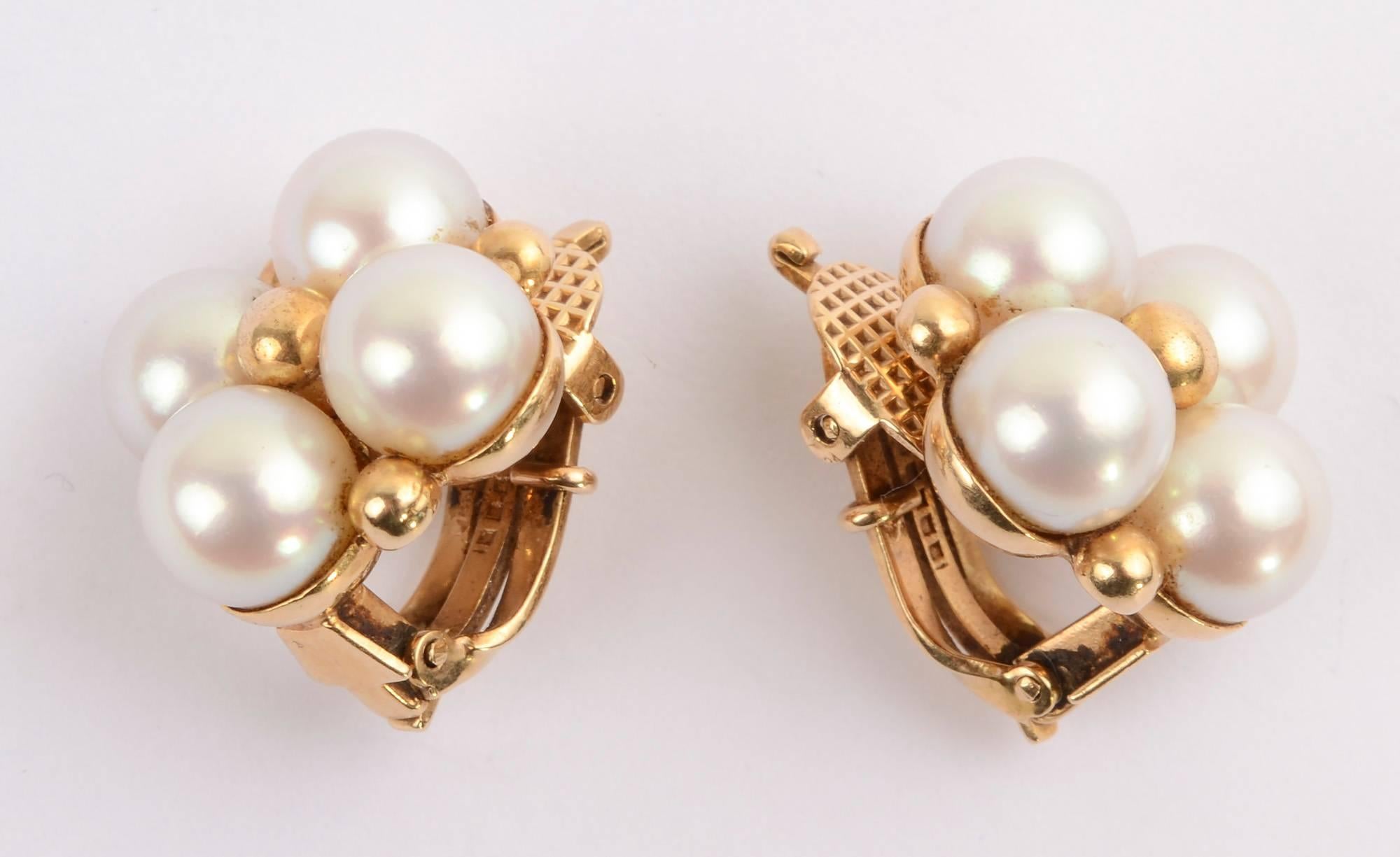 Wordley, Alsopp und Bliss Perlen-Cluster-Ohrringe aus Gold (Retro) im Angebot