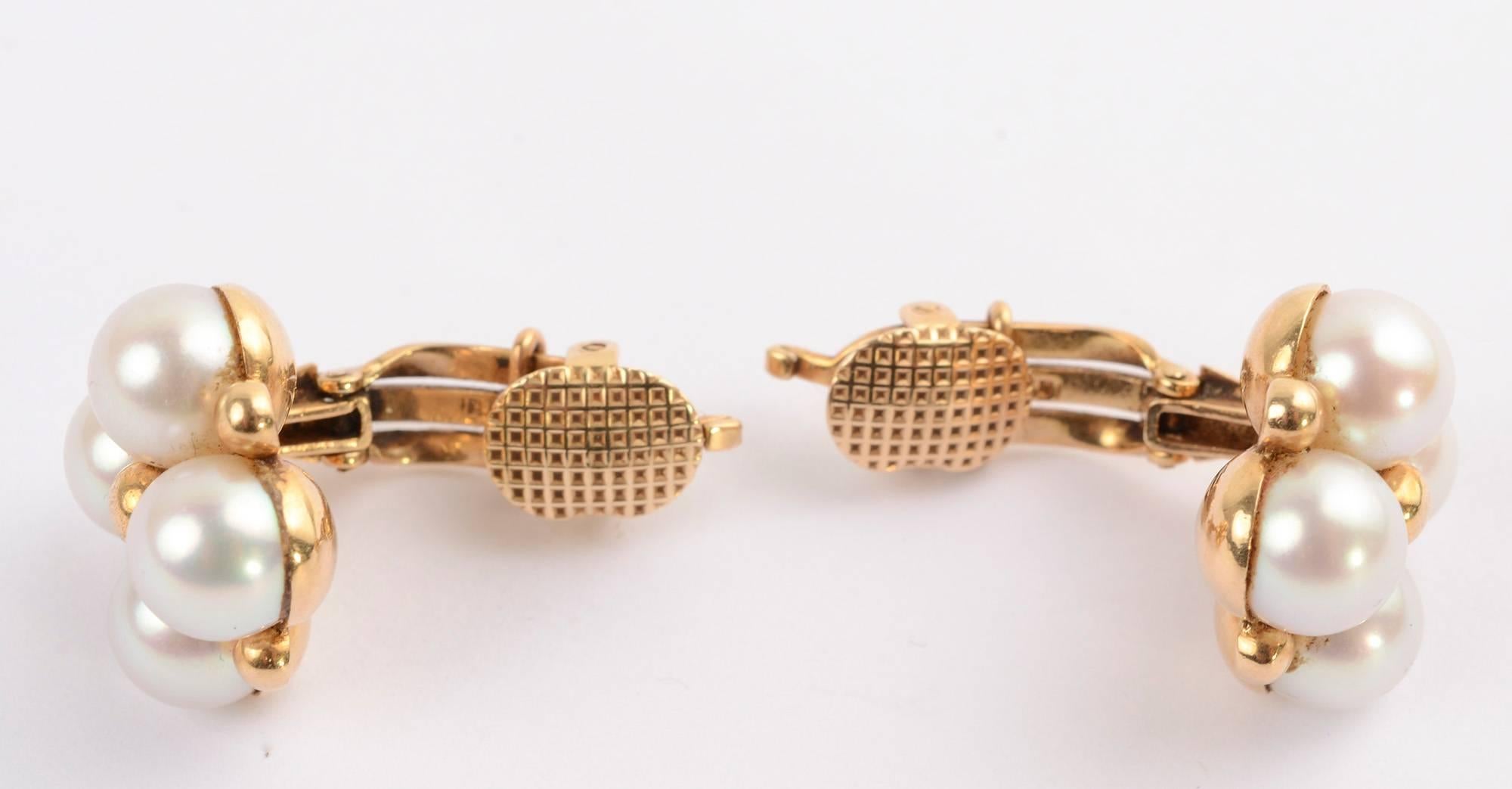 Wordley, Alsopp und Bliss Perlen-Cluster-Ohrringe aus Gold im Zustand „Hervorragend“ im Angebot in Darnestown, MD