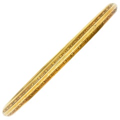 Wordley Allsopp & Bliss 14 Karat Gold Engraved Floral Bangle Bracelet