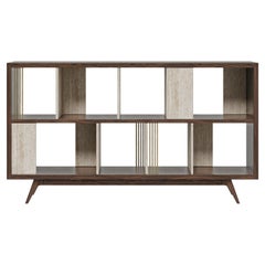 Wordsworth Libreria Bassa Legno Travertino Realizzata a mano in Portogallo da Wood Tailors