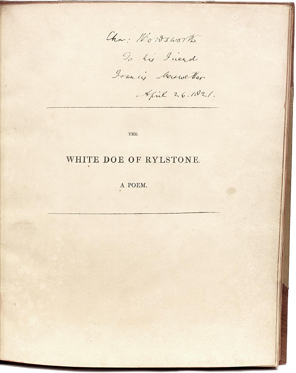 Early 19th Century Wordsworth, the White Doe of Rylstone, 1st Edition, Presentation Copy, 1815 For Sale