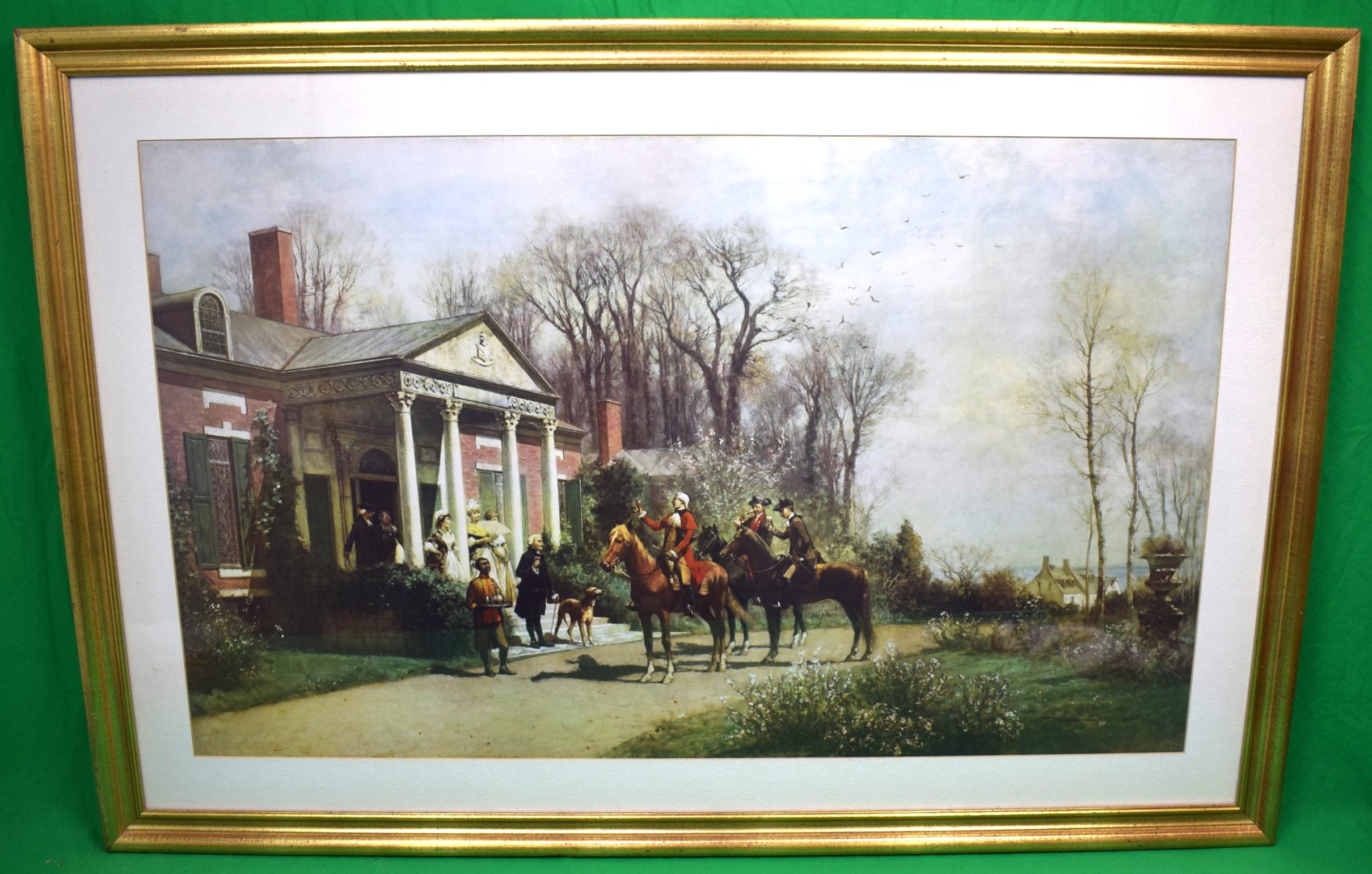 Taille de l'impression : 21 1/4 "H x 35 1/4 "W
Dimensions du cadre : 28 1/2 "H x 42 1/2 "W
Dans un cadre en bois doré

Cette peinture représente "Homewood", la maison de Charles Carroll, JR, dans le Maryland, qui a été construite de 1801 à