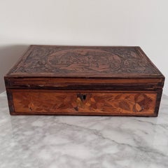 Work Box in Straw Marquetry, Early 19th Century, Antique-Style Decor