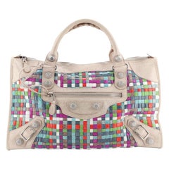 Work Giant Studs Bag Woven Leather