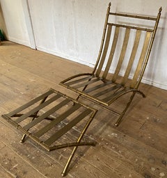 Maison Jansen Style Faux Bamboo Bronzed Tone Indoor or Outdoor Lounge Chair