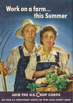 "Work on a farm... this Summer. Join the U.S. Crop Corps" Vintage WWII Poster