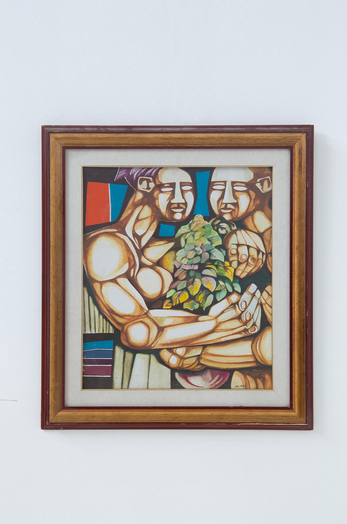 Modern Work on canvas by the painter Mario Barbieri, two monumental male figures For Sale