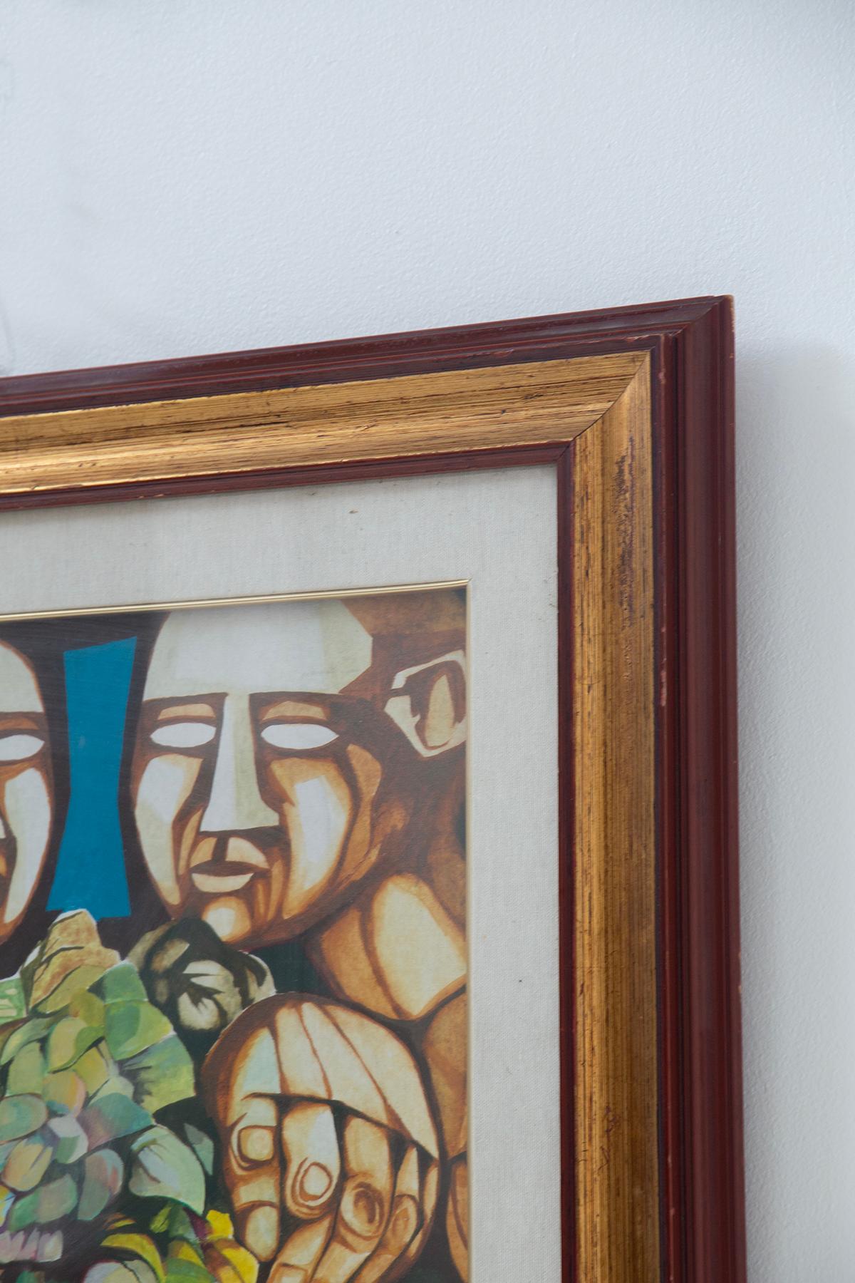 Work on canvas by the painter Mario Barbieri, two monumental male figures For Sale 1