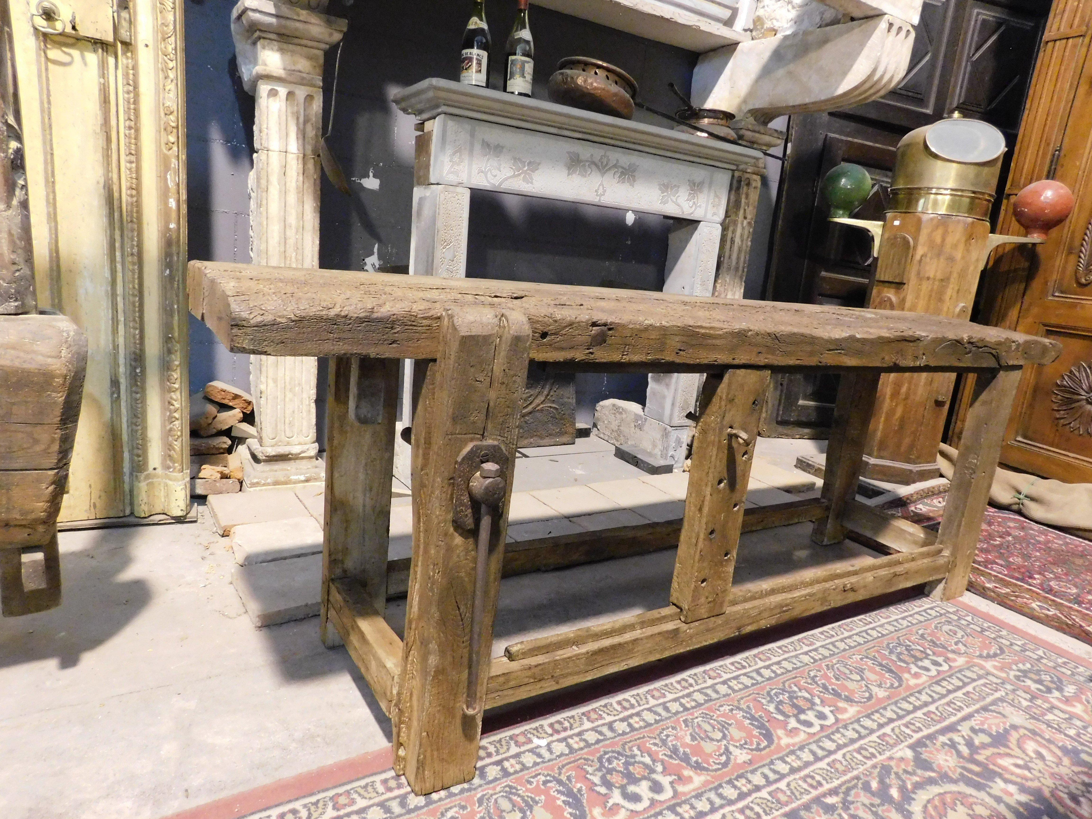 Mesa de trabajo, banco de carpintero de madera maciza, Italia Italiano