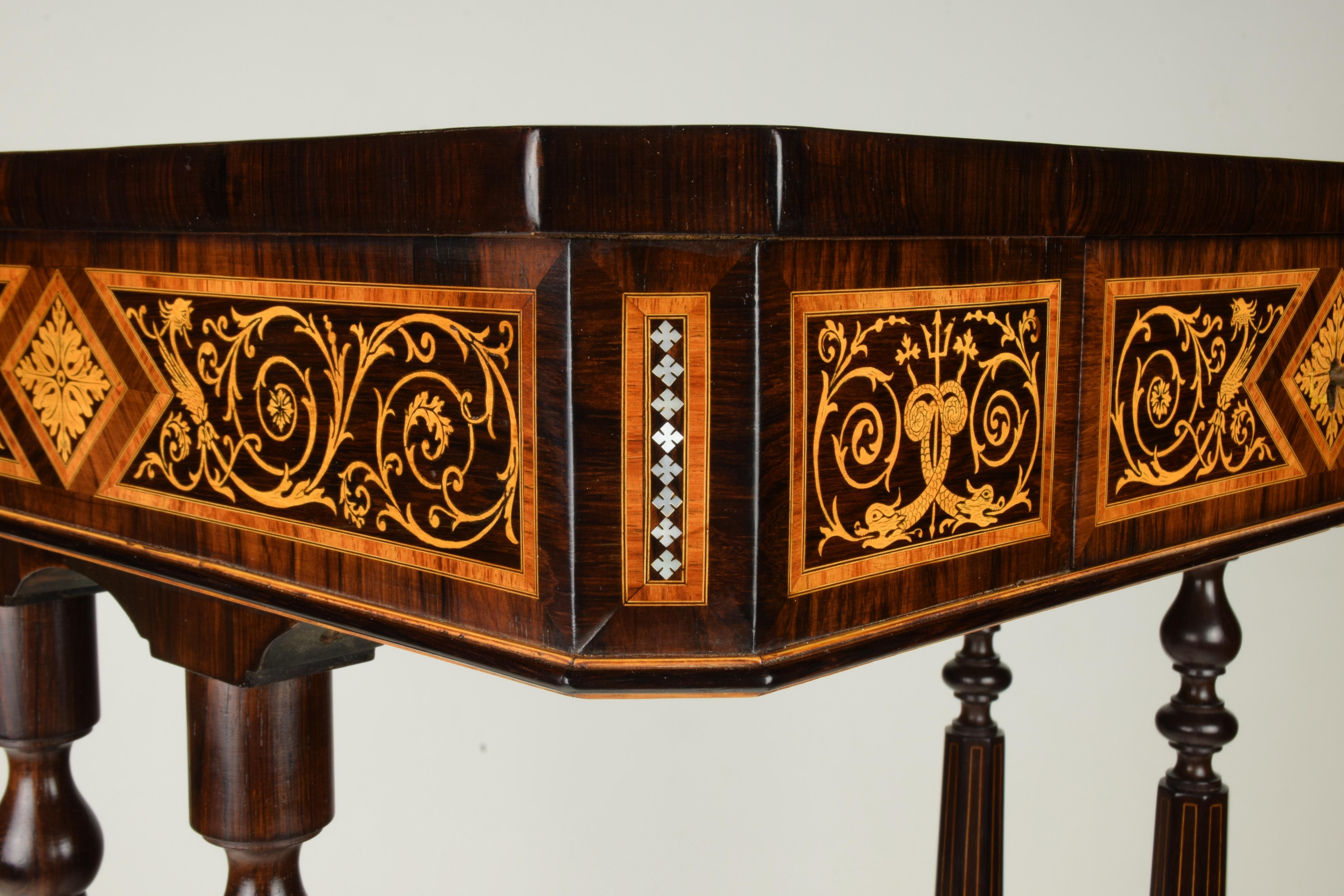 Inlay Work Table, Florentine Cabinetry, circa 1850 For Sale