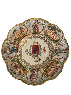 Worked and decorated ceramic plate, Capodimonte, 19th-20th century