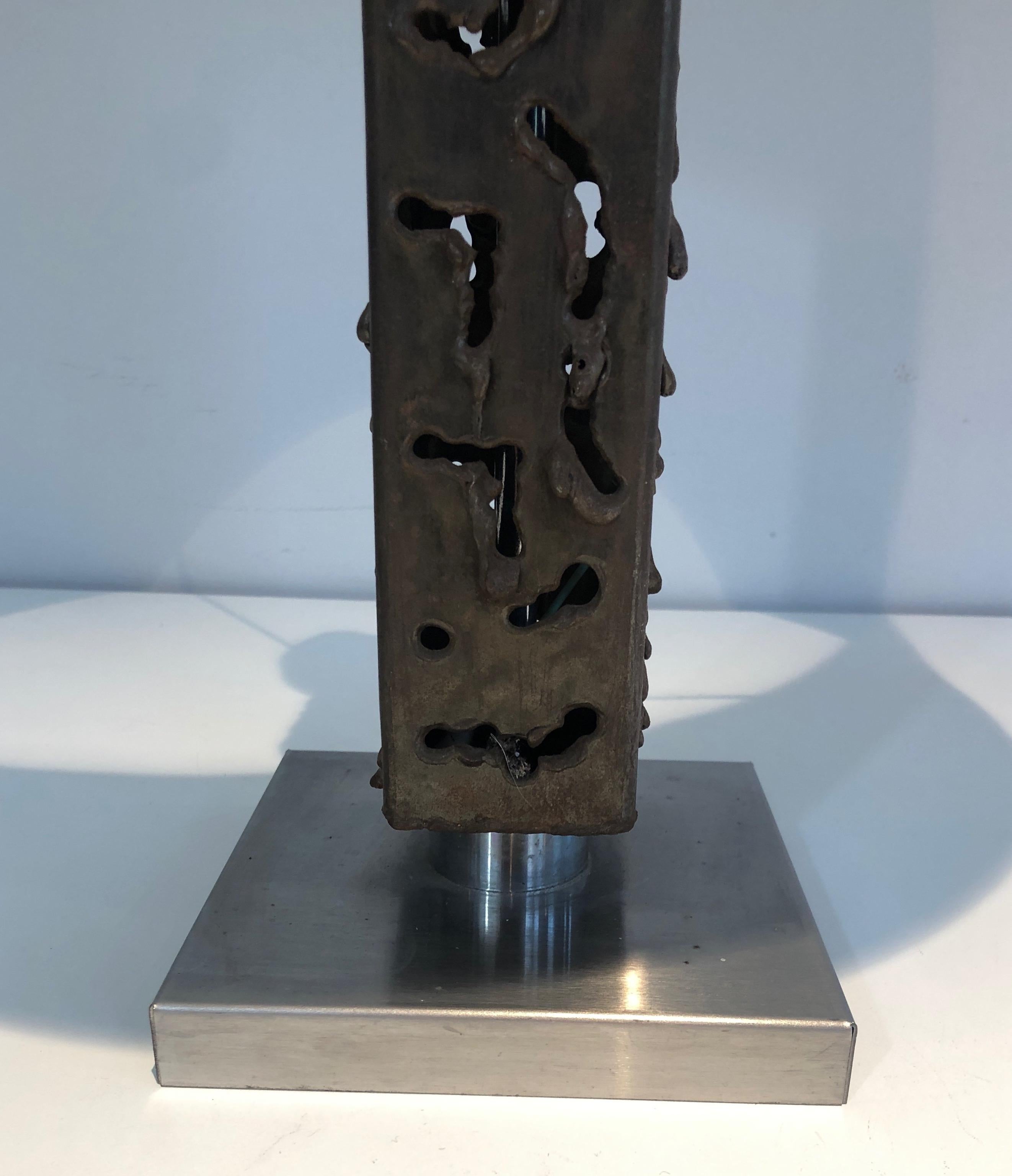 Worked Steel Design Table Lamp For Sale 5