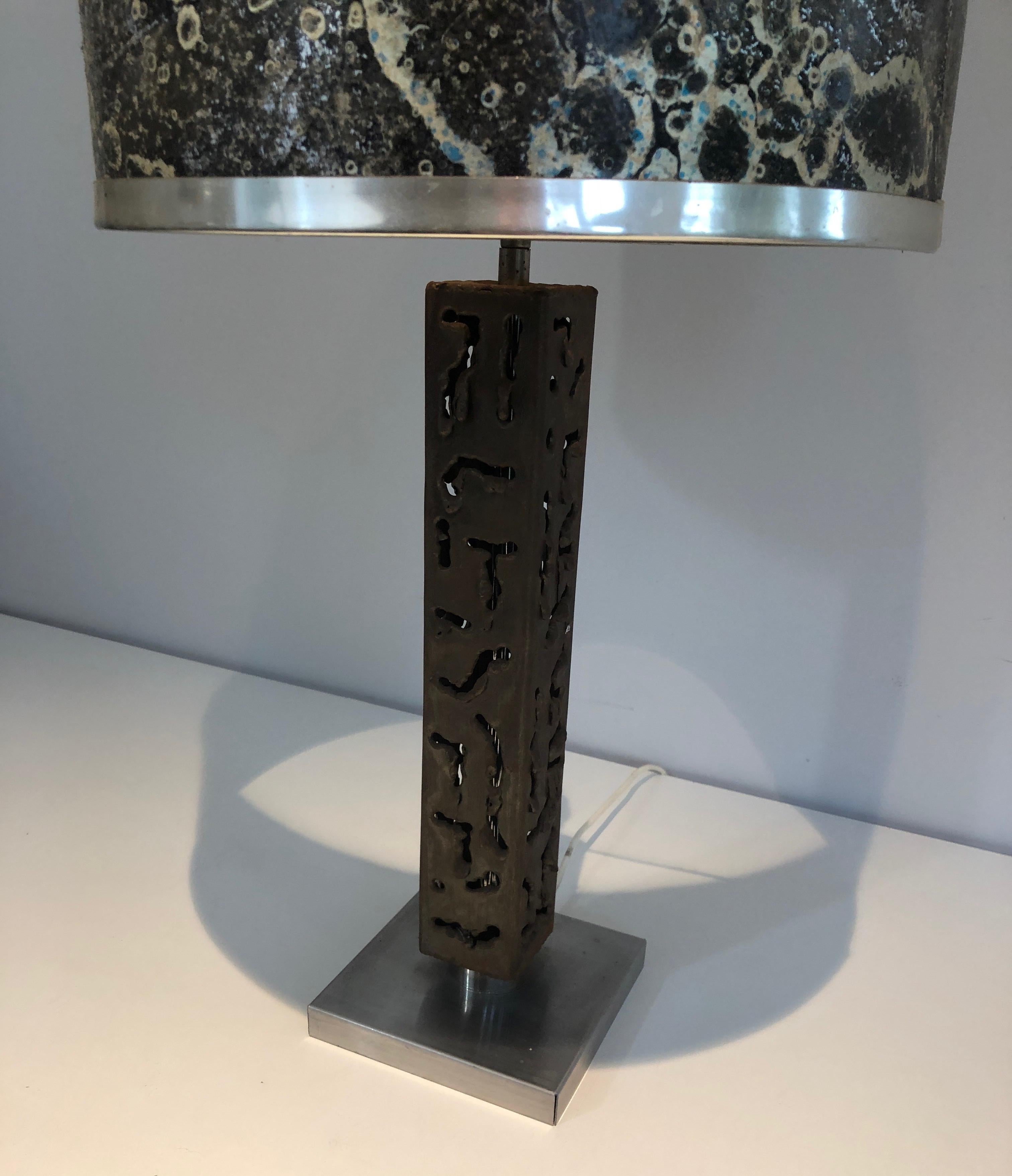 Worked Steel Design Table Lamp For Sale 4