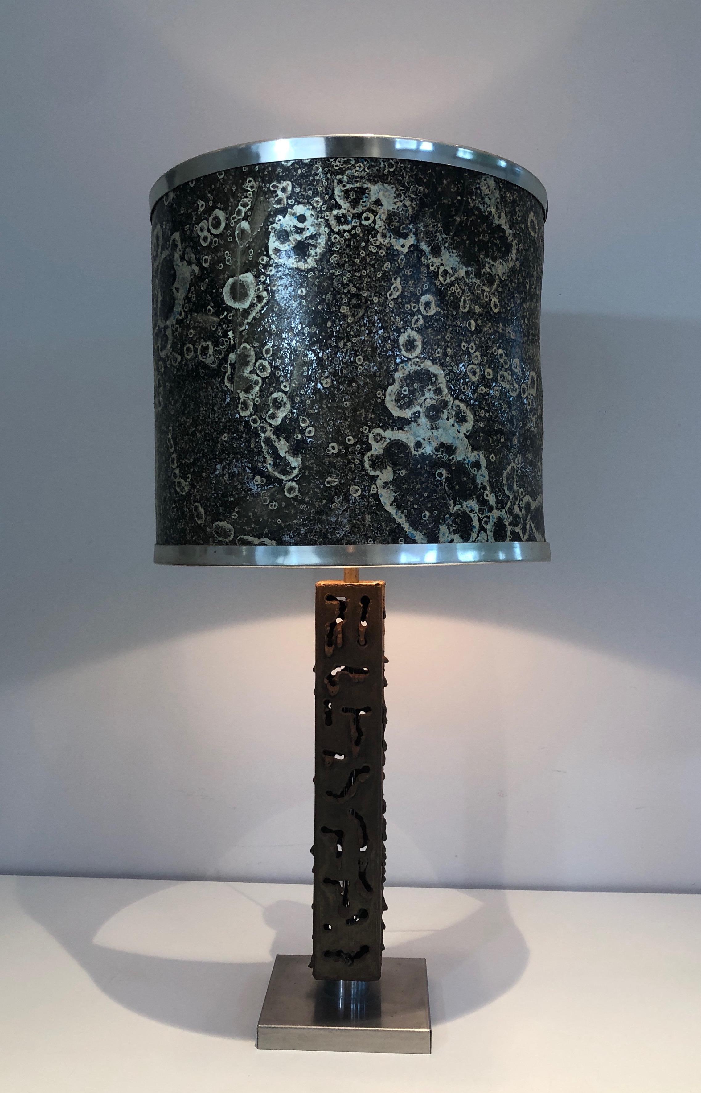 Worked Steel Design Table Lamp, French Work, circa 1970 For Sale 7