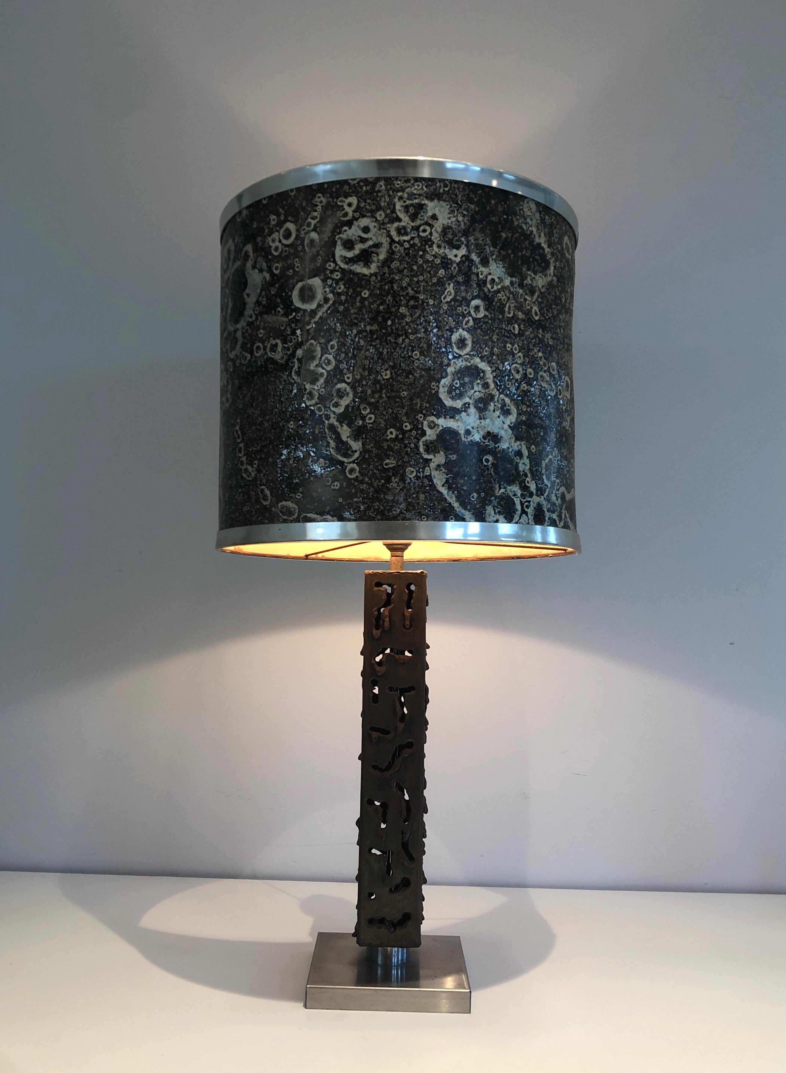 Worked Steel Design Table Lamp, French Work, circa 1970 For Sale 8