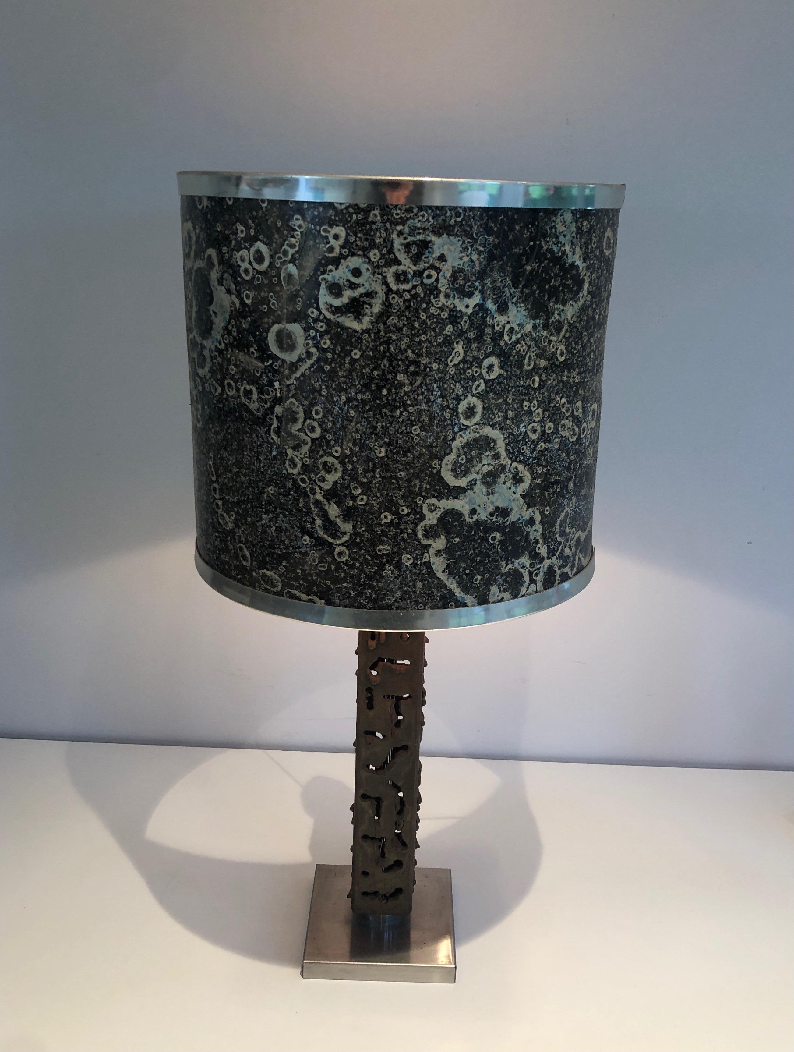 Worked Steel Design Table Lamp, French Work, circa 1970 For Sale 15