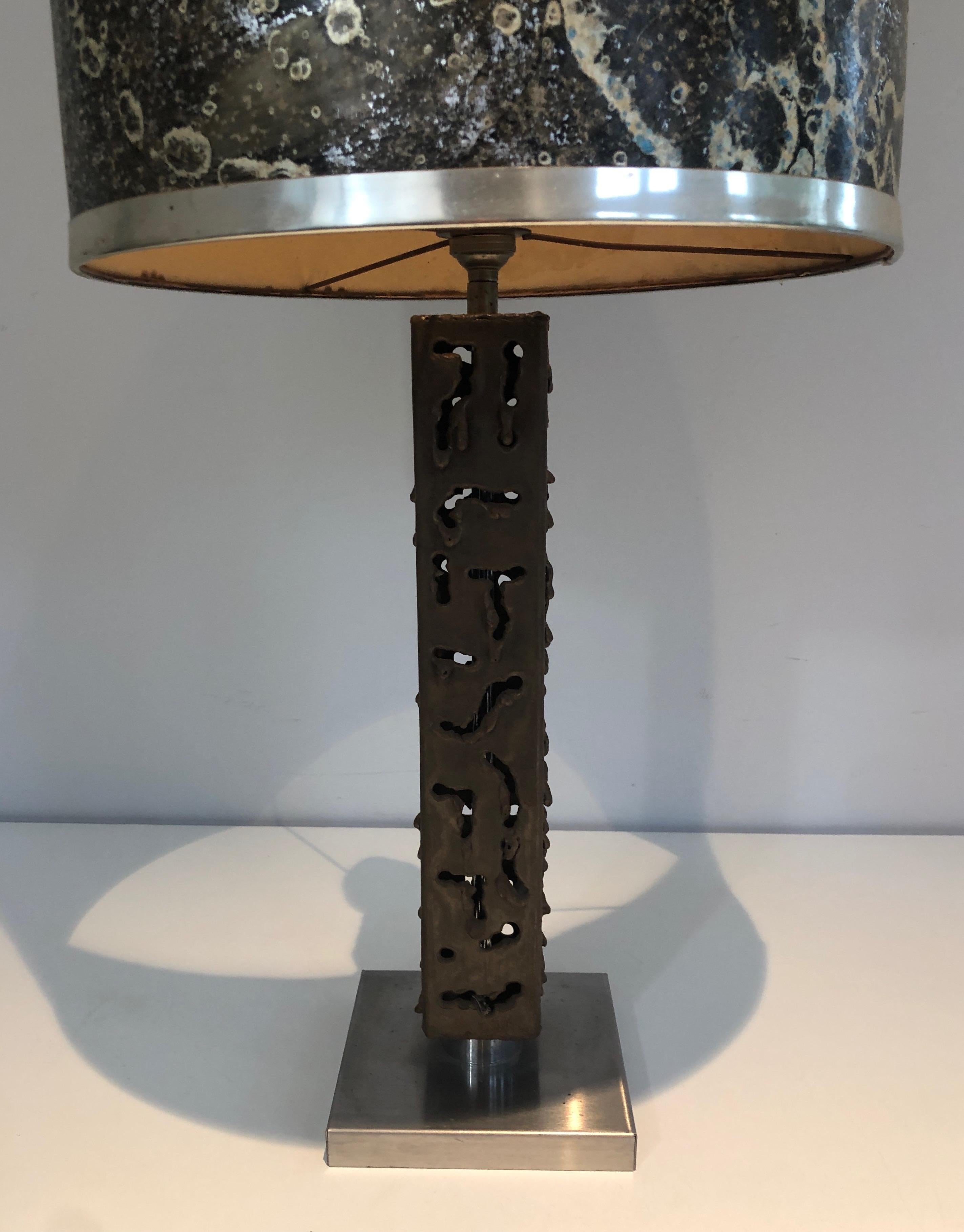 Worked Steel Design Table Lamp, French Work, circa 1970 For Sale 1