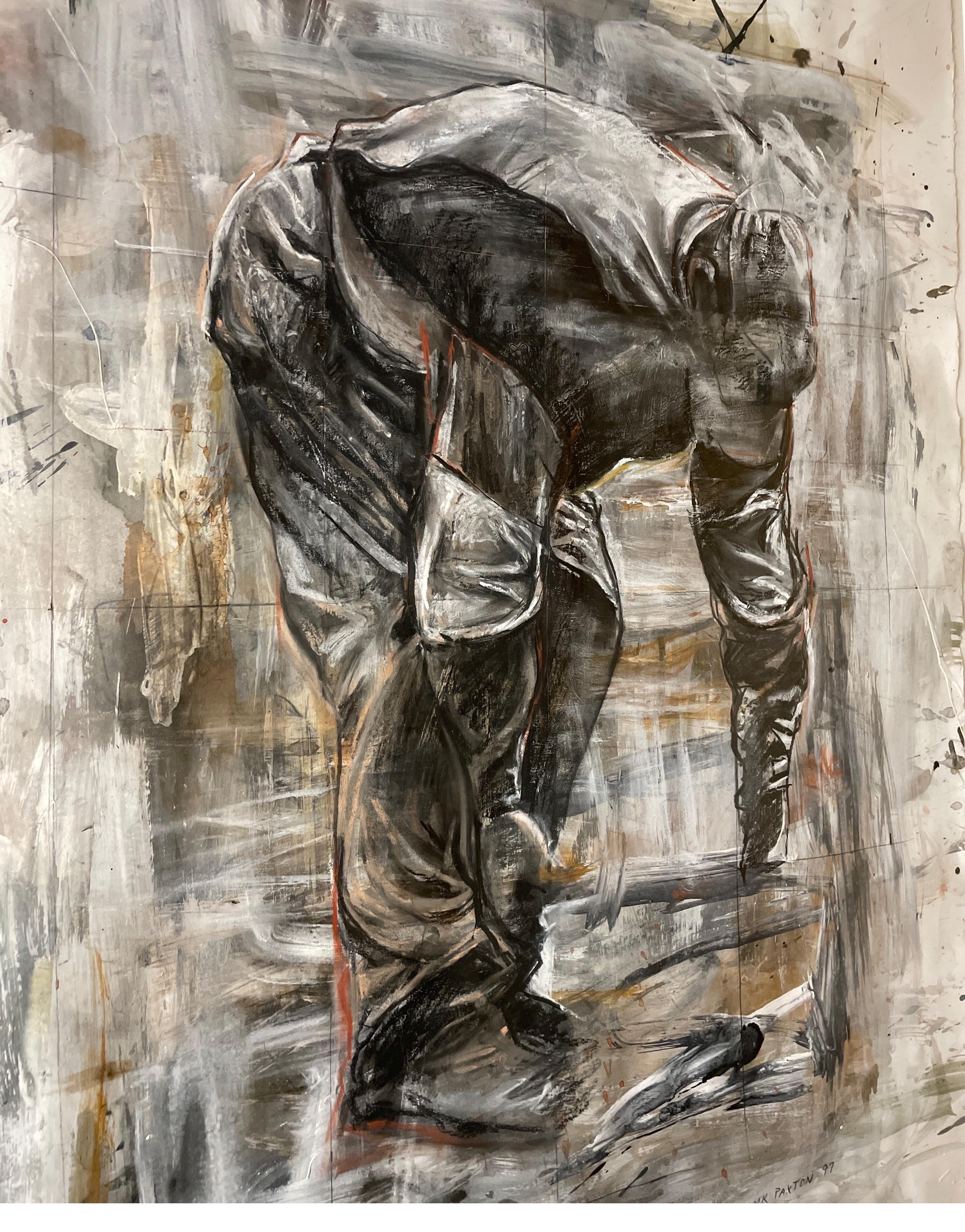 “Worker”, mixed media art by Michael K Paxton In Good Condition For Sale In Chicago, IL