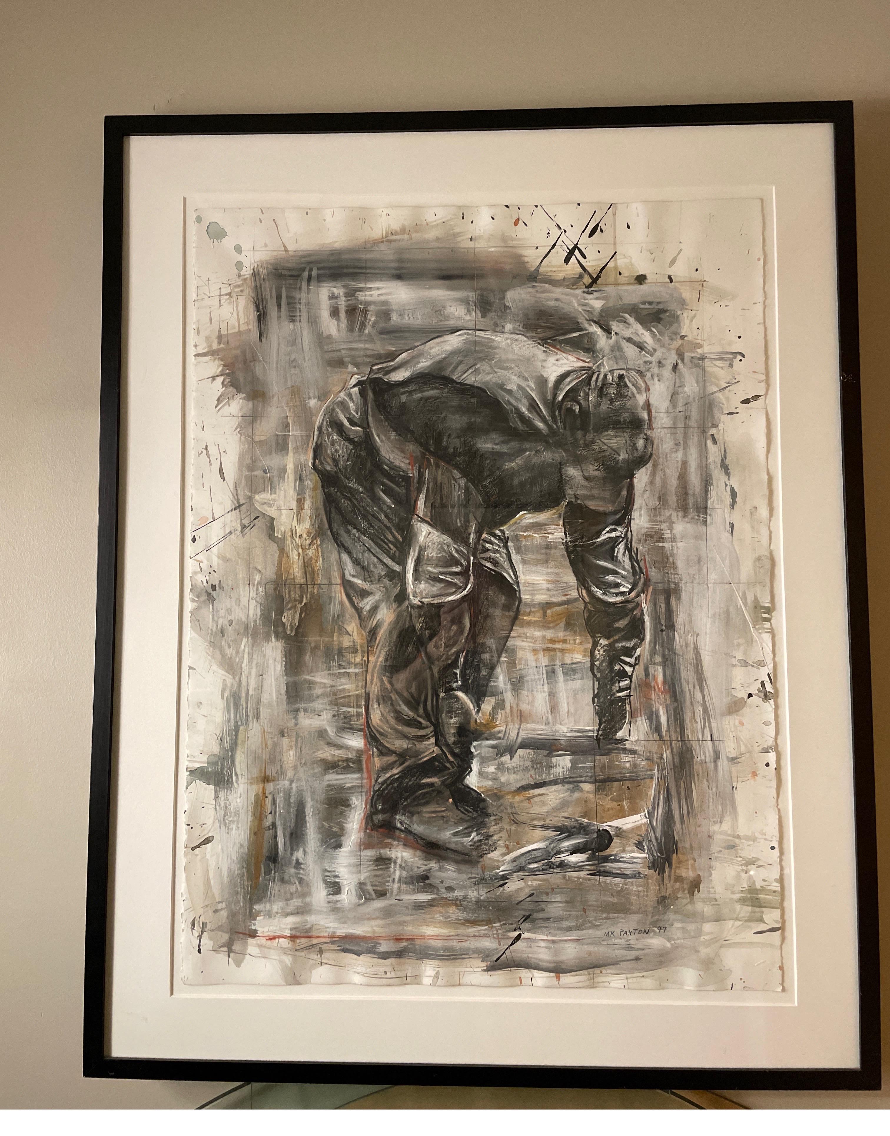 Paint “Worker”, mixed media art by Michael K Paxton For Sale