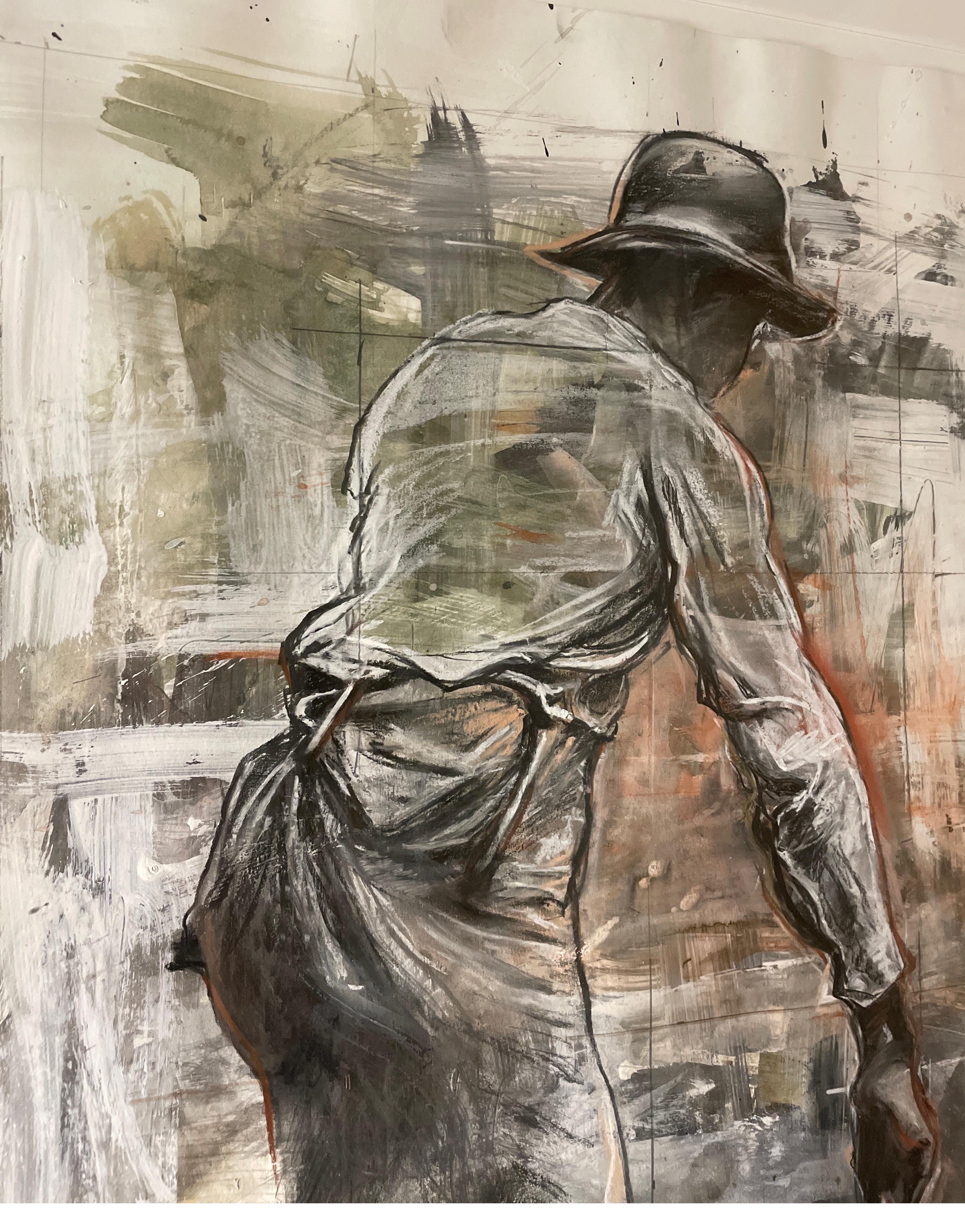 Paint “Worker” mixed media art by Michael K Paxton For Sale