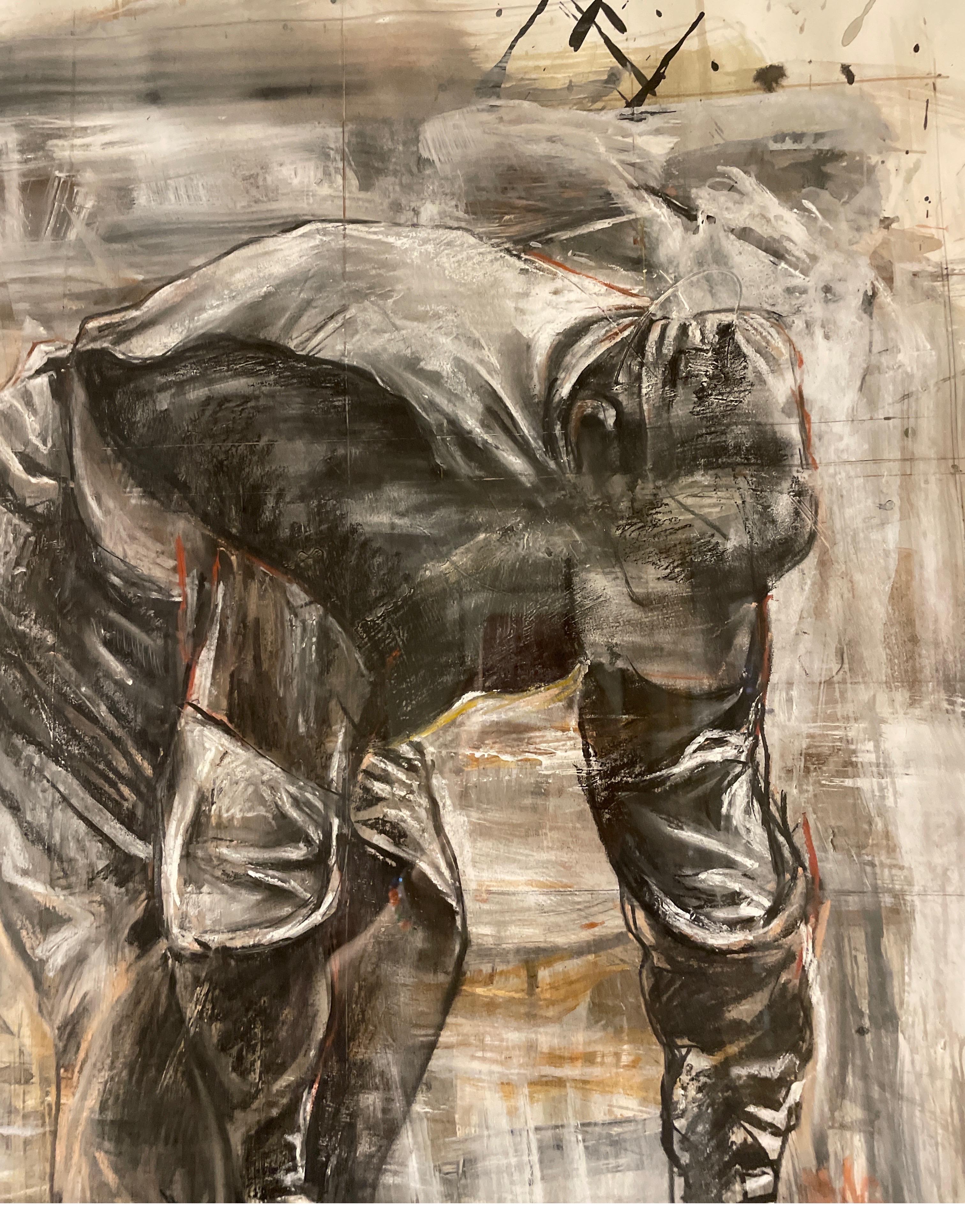 “Worker”, mixed media art by Michael K Paxton For Sale 1