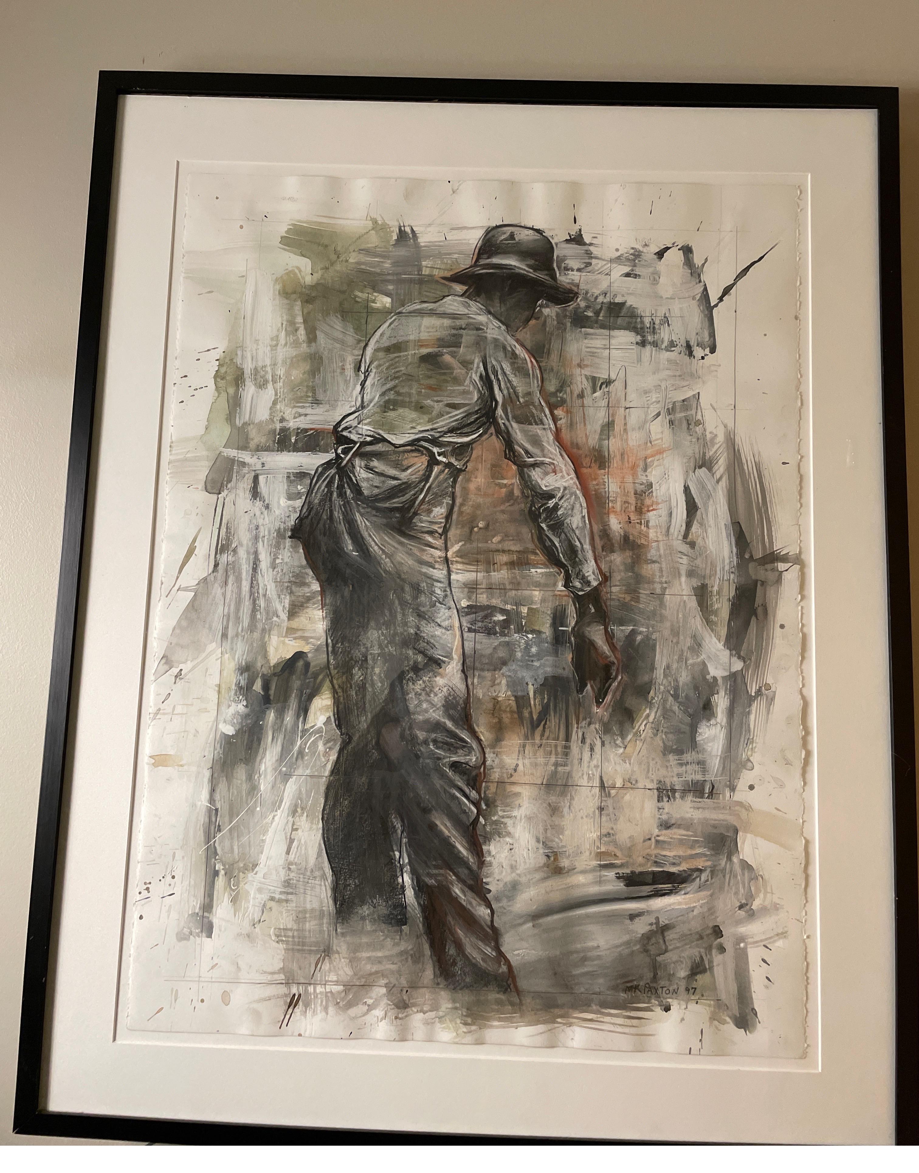 “Worker” mixed media art by Michael K Paxton For Sale 1