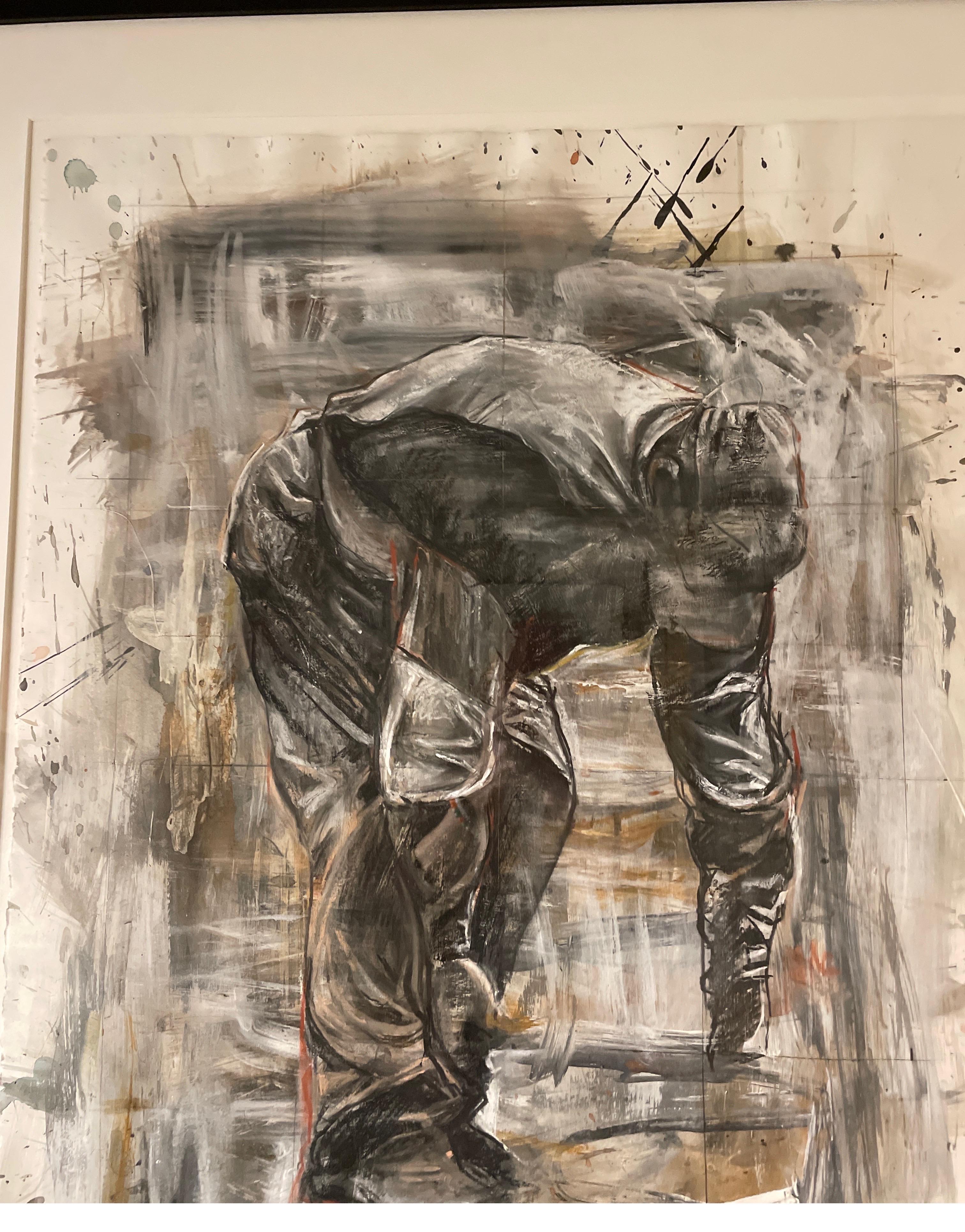 “Worker”, mixed media art by Michael K Paxton For Sale 2