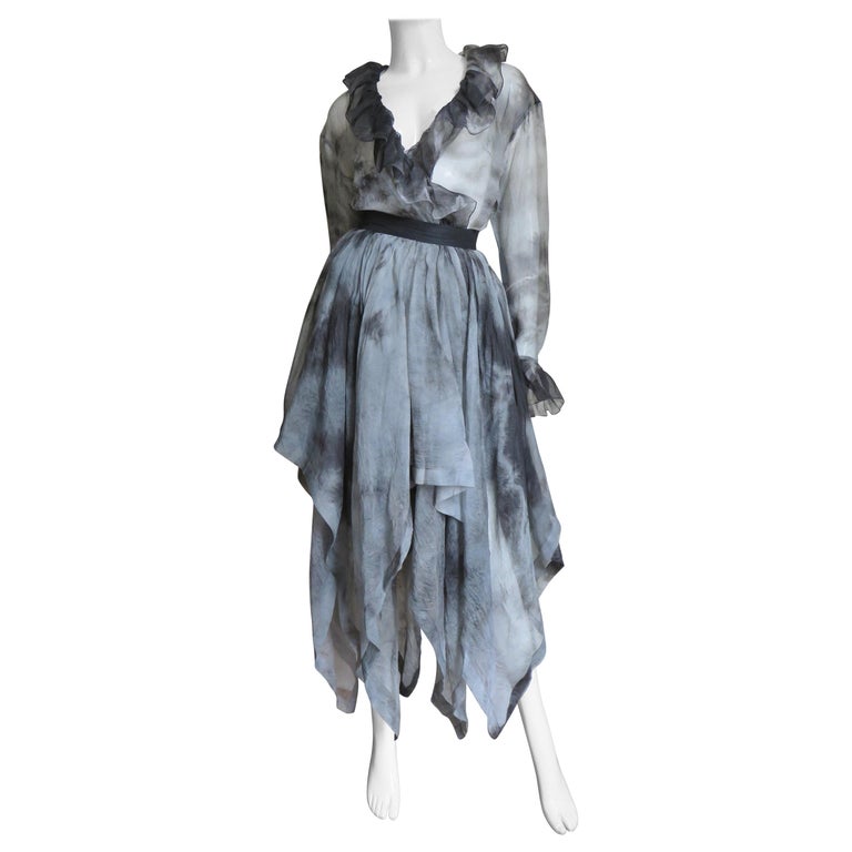 Workers For Freedom Silk Tie Dye Skirt and Shirt For Sale at 1stdibs