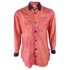 Workers for Freedom Vintage Mens Pure Silk Abstract Dye Evening Shirt, 1980s
