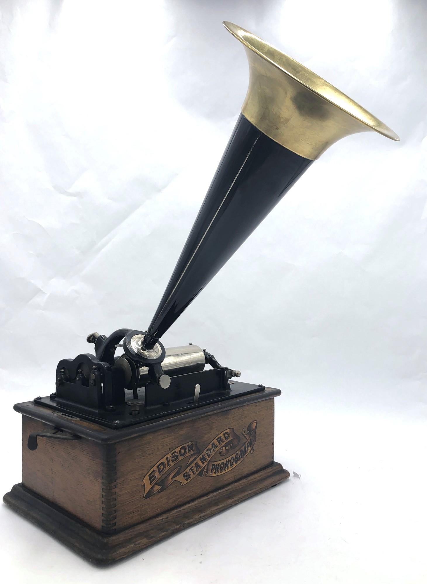 Early 20th Century Working 1903 Edison Standard Cylinder Phonograph Manual Hand Crank