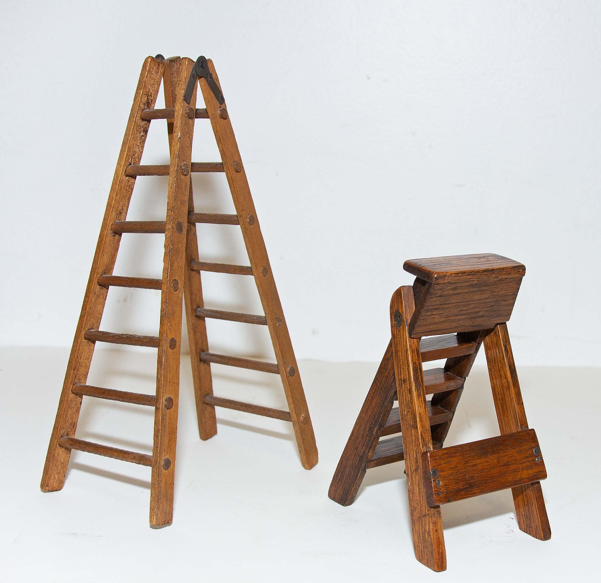 North American Working Antique Folding Ladder Salesman Samples