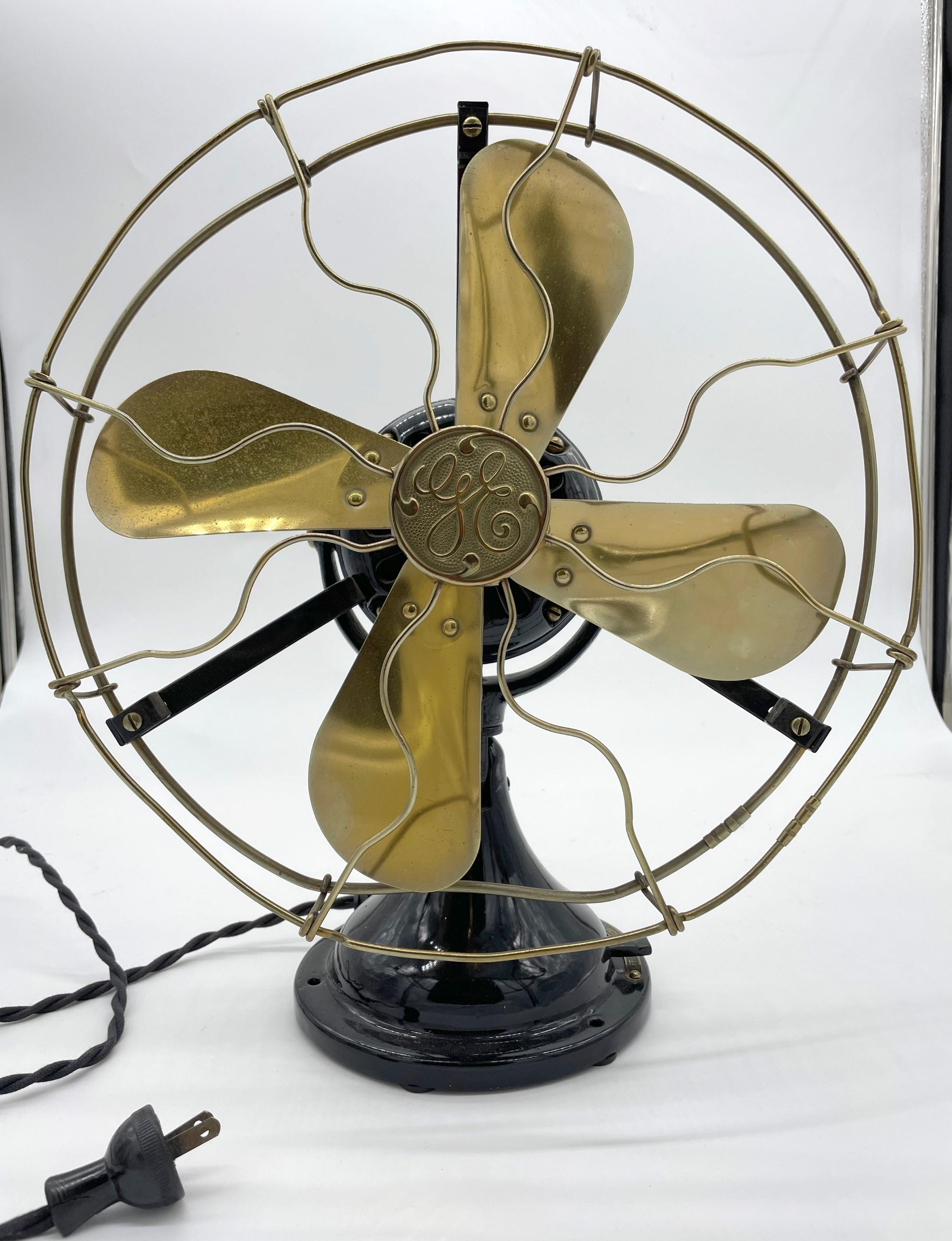 Working Antique General Electric Black Brass Table Fan 5