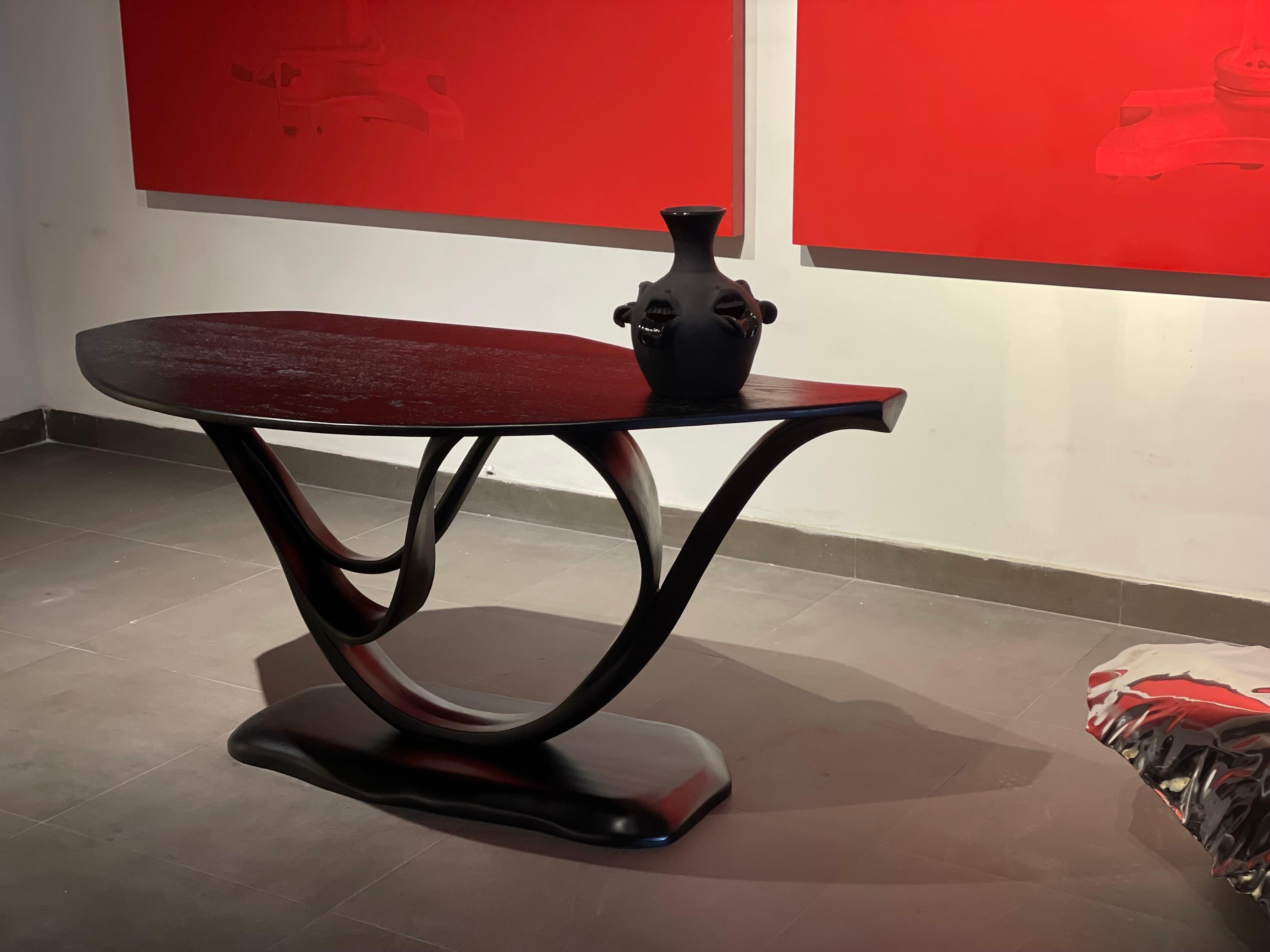 Organic Modern Working Desk No. 1 - Fluentum Series in Ebony by Raka Studio For Sale
