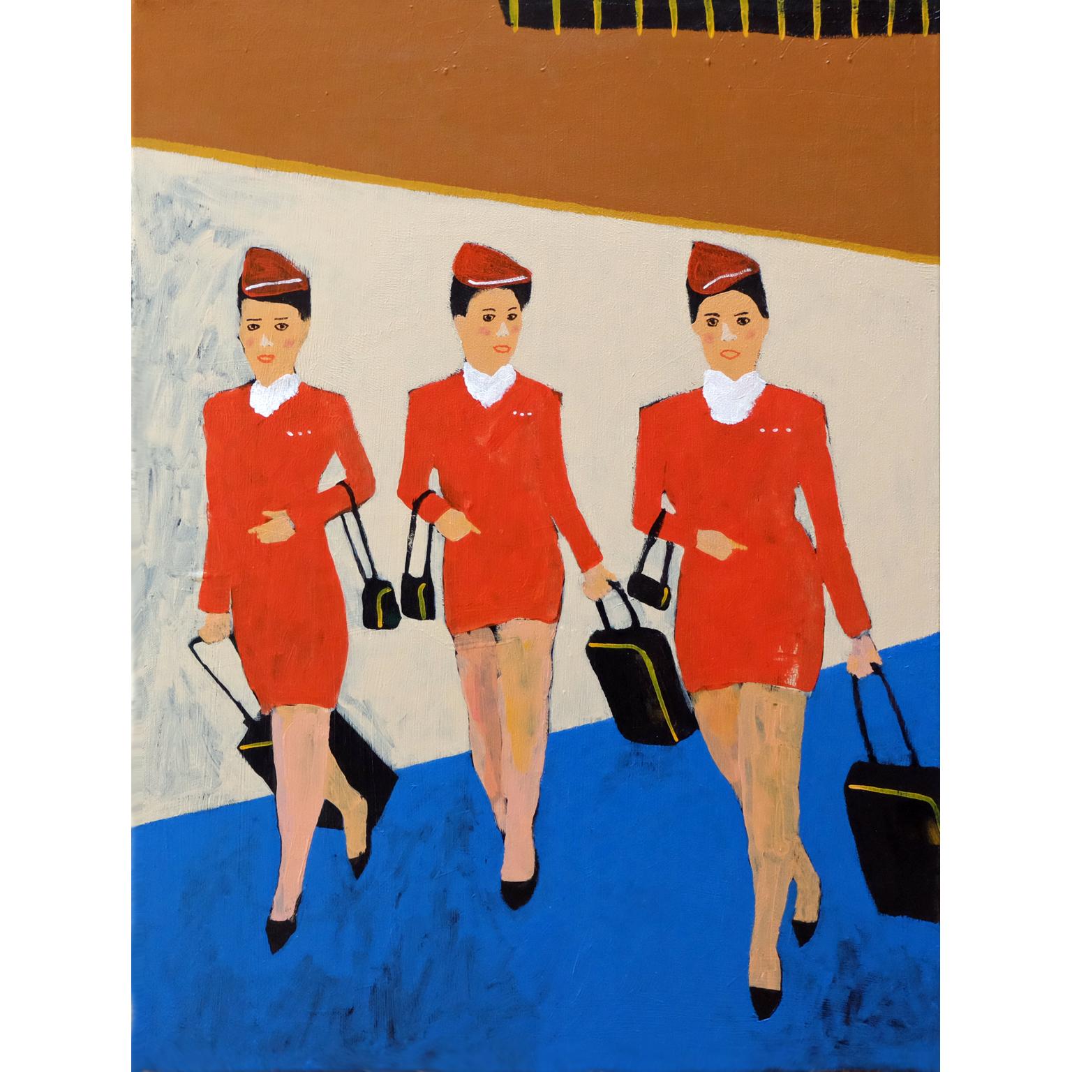 Modern 'Working Girls' Portrait Painting by Alan Fears Pop Art For Sale