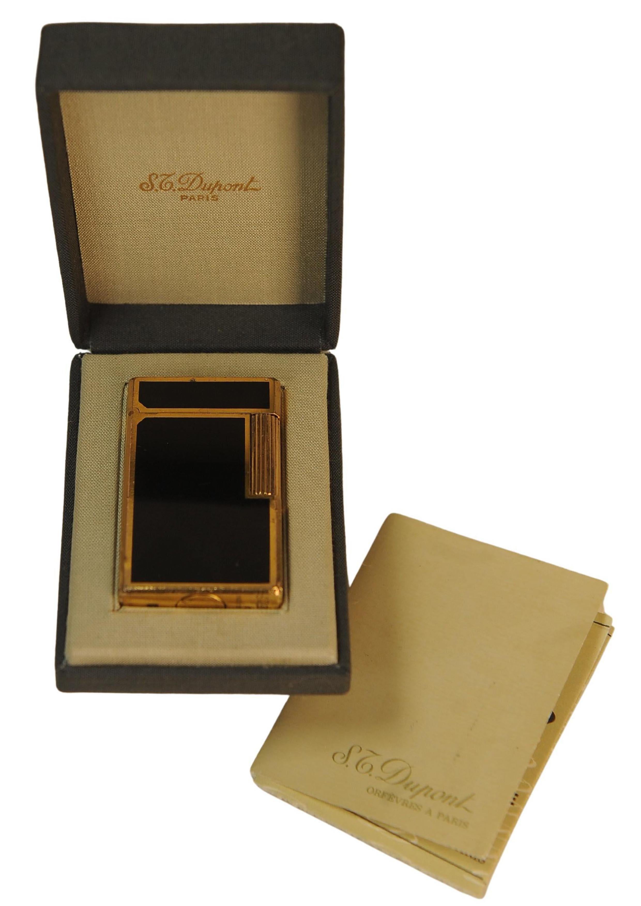 Working S.T. Dupont Gold Plated Black Laque De Chine Ligne 1 Large
