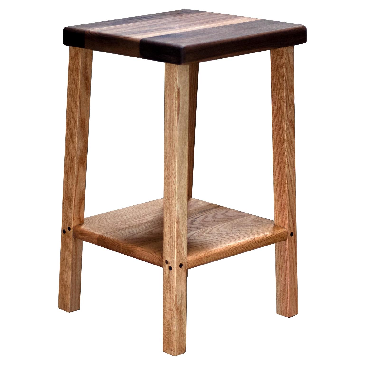 Workman Solid Oak and Walnut Bar Stool For Sale