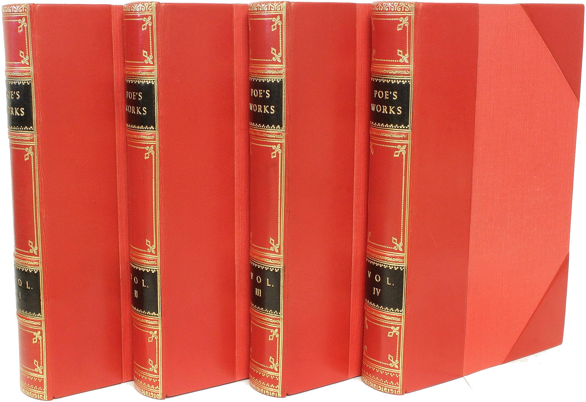 AUTEUR : POE, Edgar Allan. 

TITRE : Les œuvres d'Edgar Allen Poe.

ÉDITEUR : Londres : A.I.C. Black, 1899.

DESCRIPTION : ÉDITION STANDARD. 4 volumes, 7-1/2