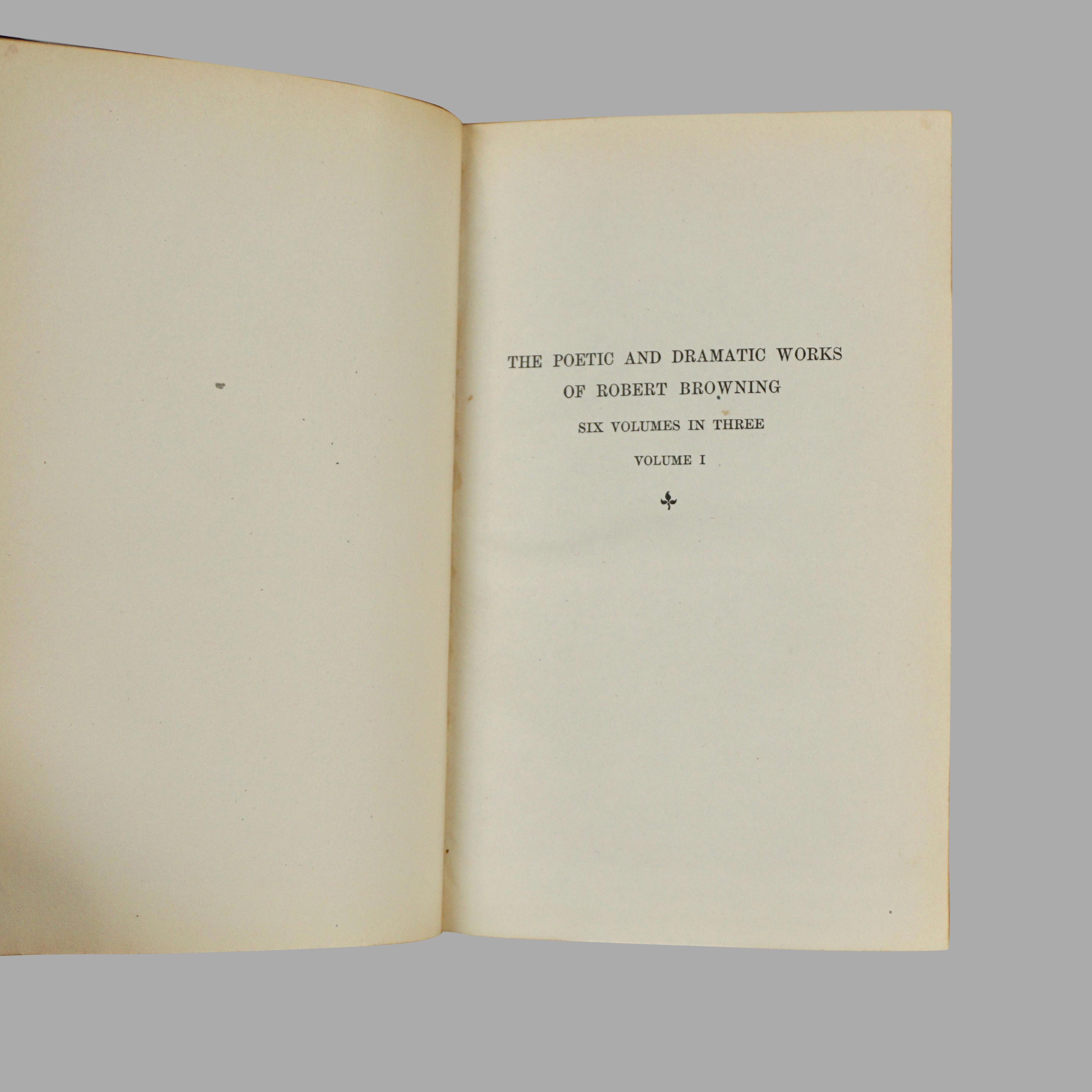 The Poetic and Dramatic Works of Robert Browning Bound in Leder und Stoff (20. Jahrhundert) im Angebot