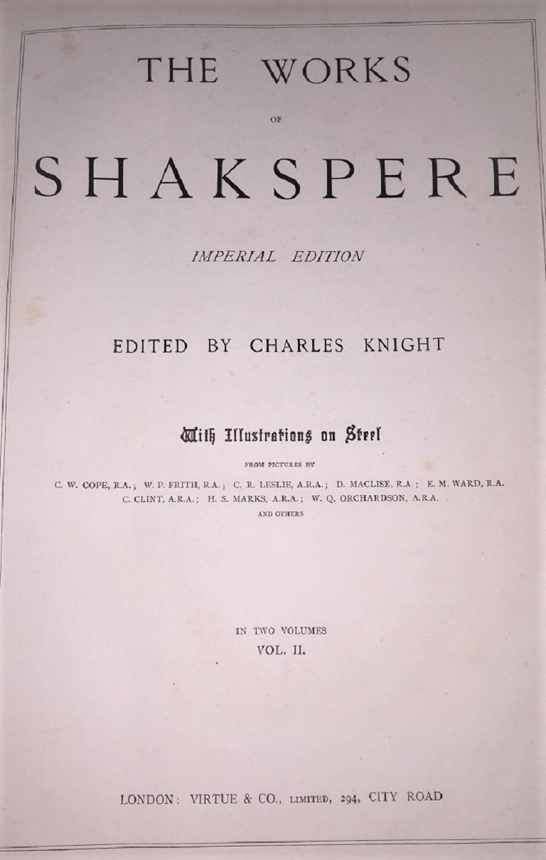 Paper Works of Shakespere Imperial Edition by Charles Knight Vol II with Illustra