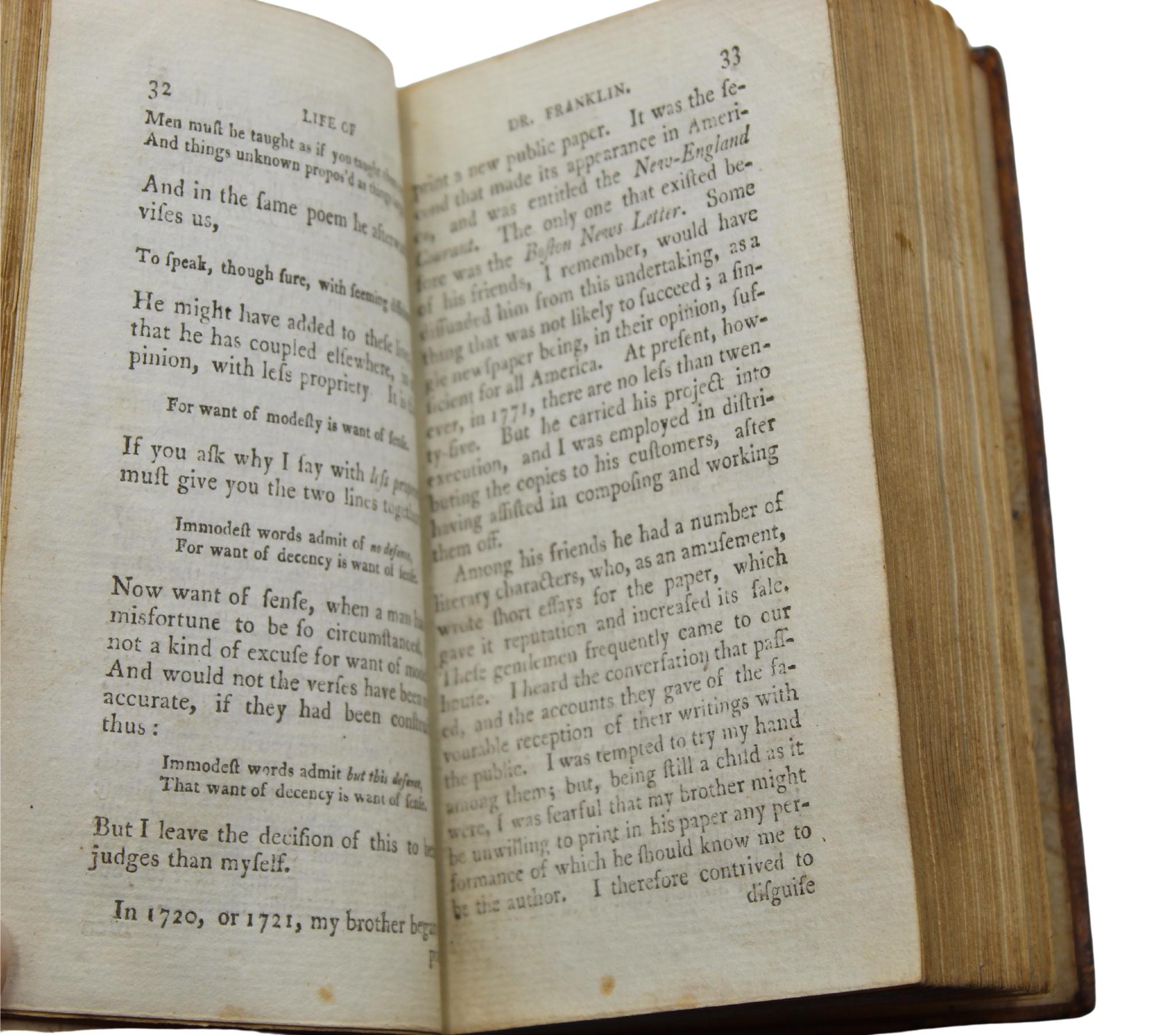 Works of the Late Doctor Benjamin Franklin, With Essays, in Two Volumes, 1796 For Sale 3