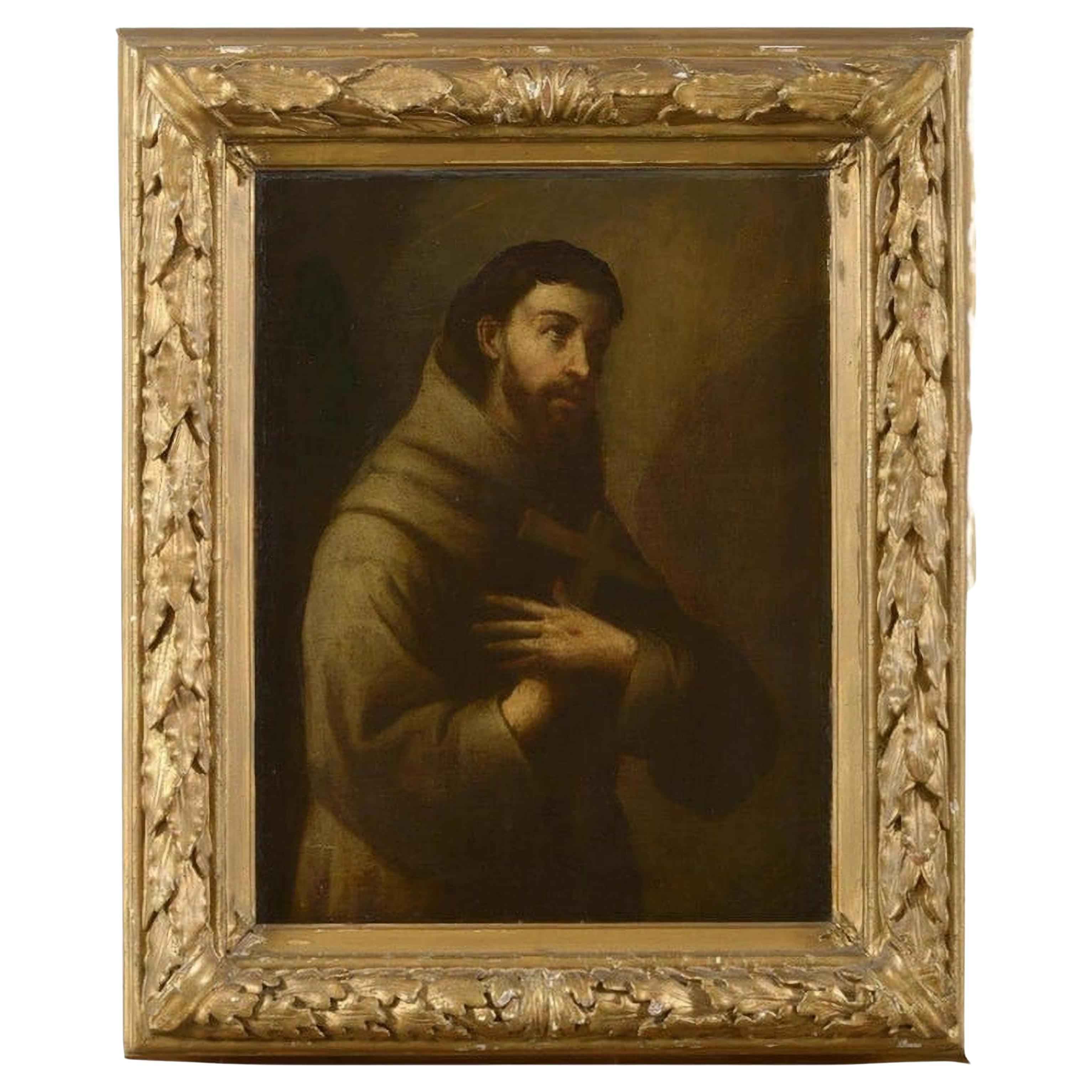 Workshop De Ribera Jusepe, Oil on Canvas "Saint Francis Assisi" For Sale