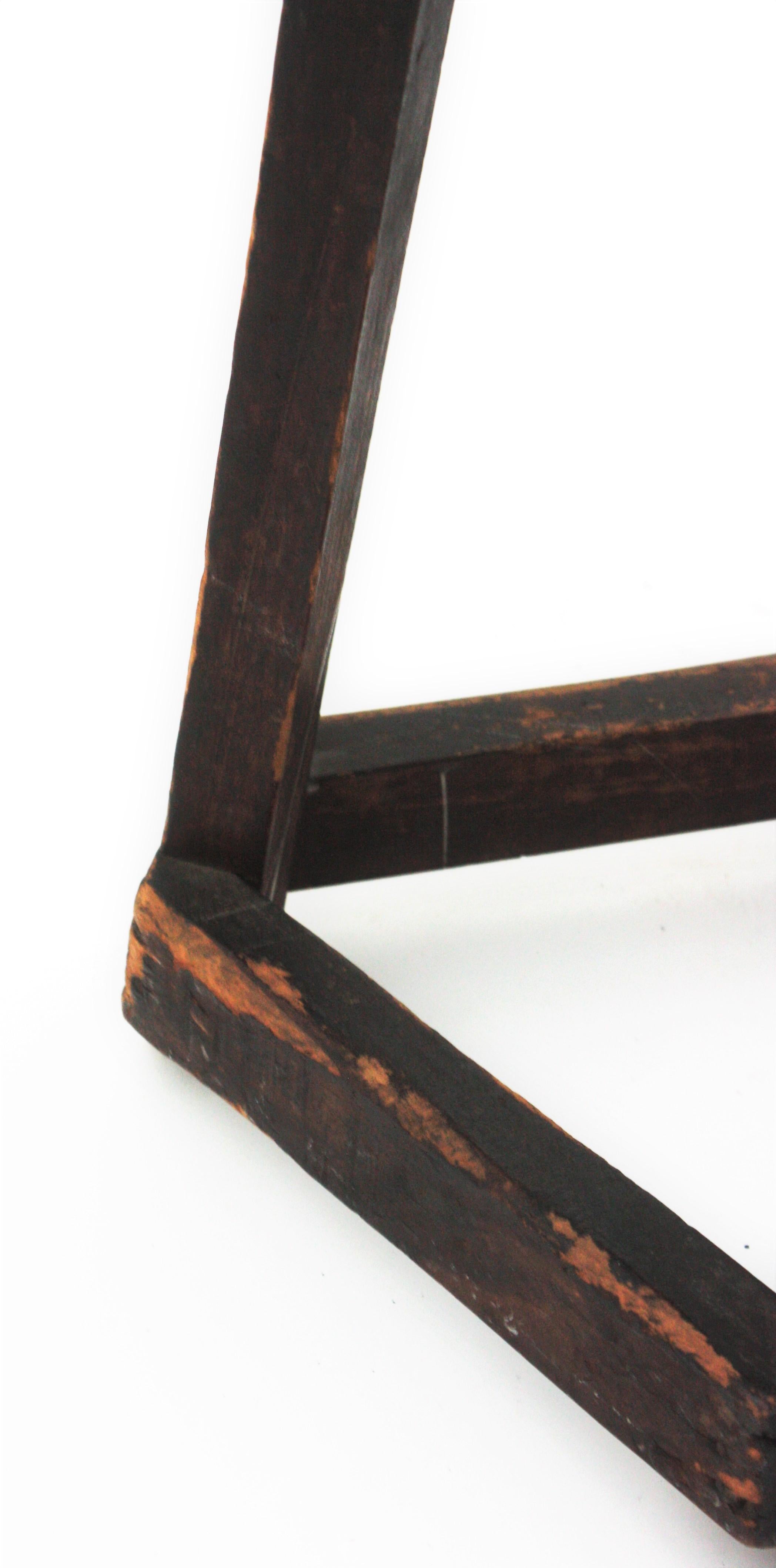 Workshop Industrial Wood Tripod Stool For Sale 4