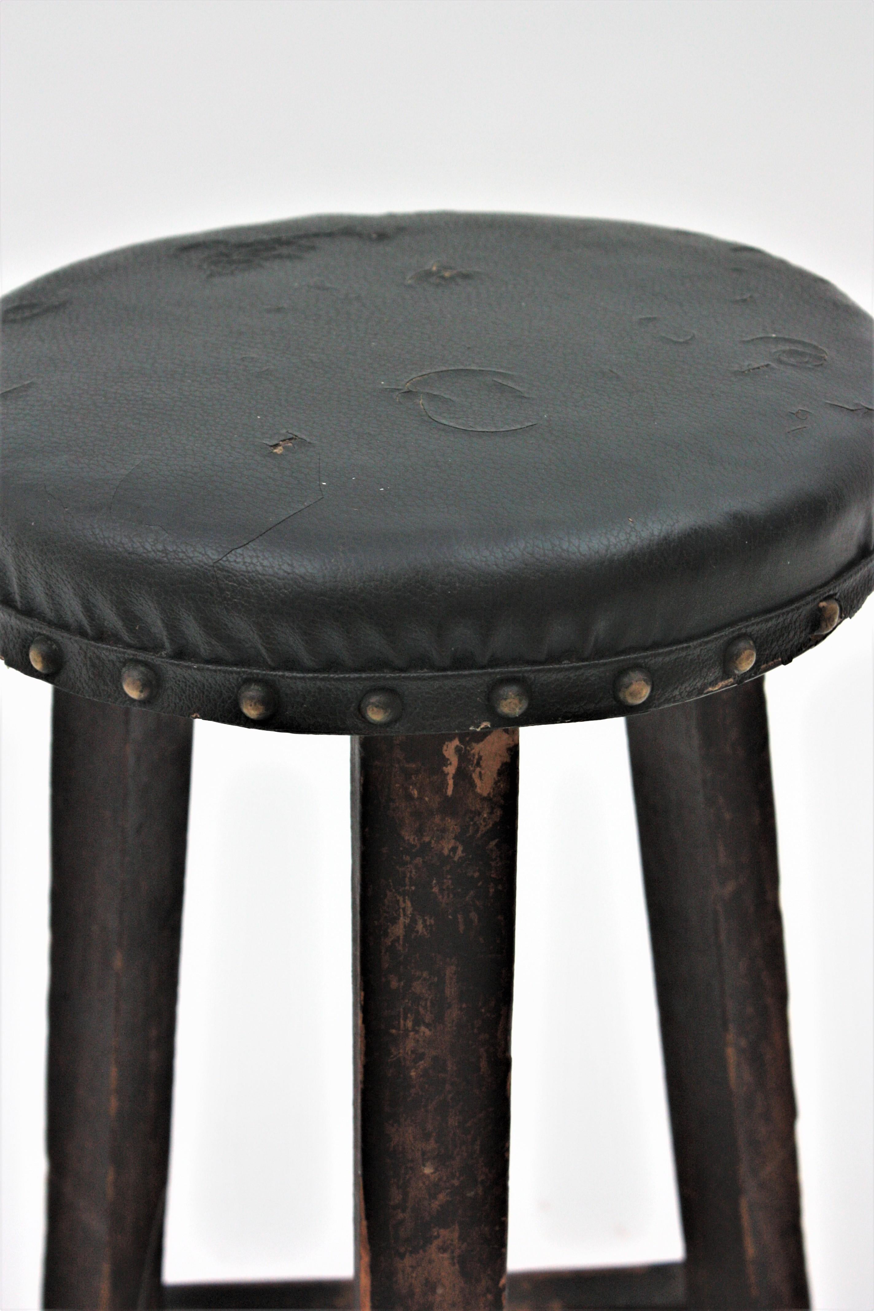 Hand-Crafted Workshop Industrial Wood Tripod Stool For Sale