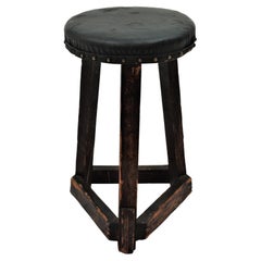 Used Workshop Industrial Wood Tripod Stool