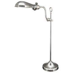 Lampada da officina in alluminio e nichel, regolabile con sistema di abbassamento, Francia