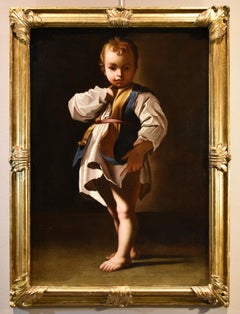 Antique Portrait Child Schedoni 17th Century Paint Oil on canvas Old master