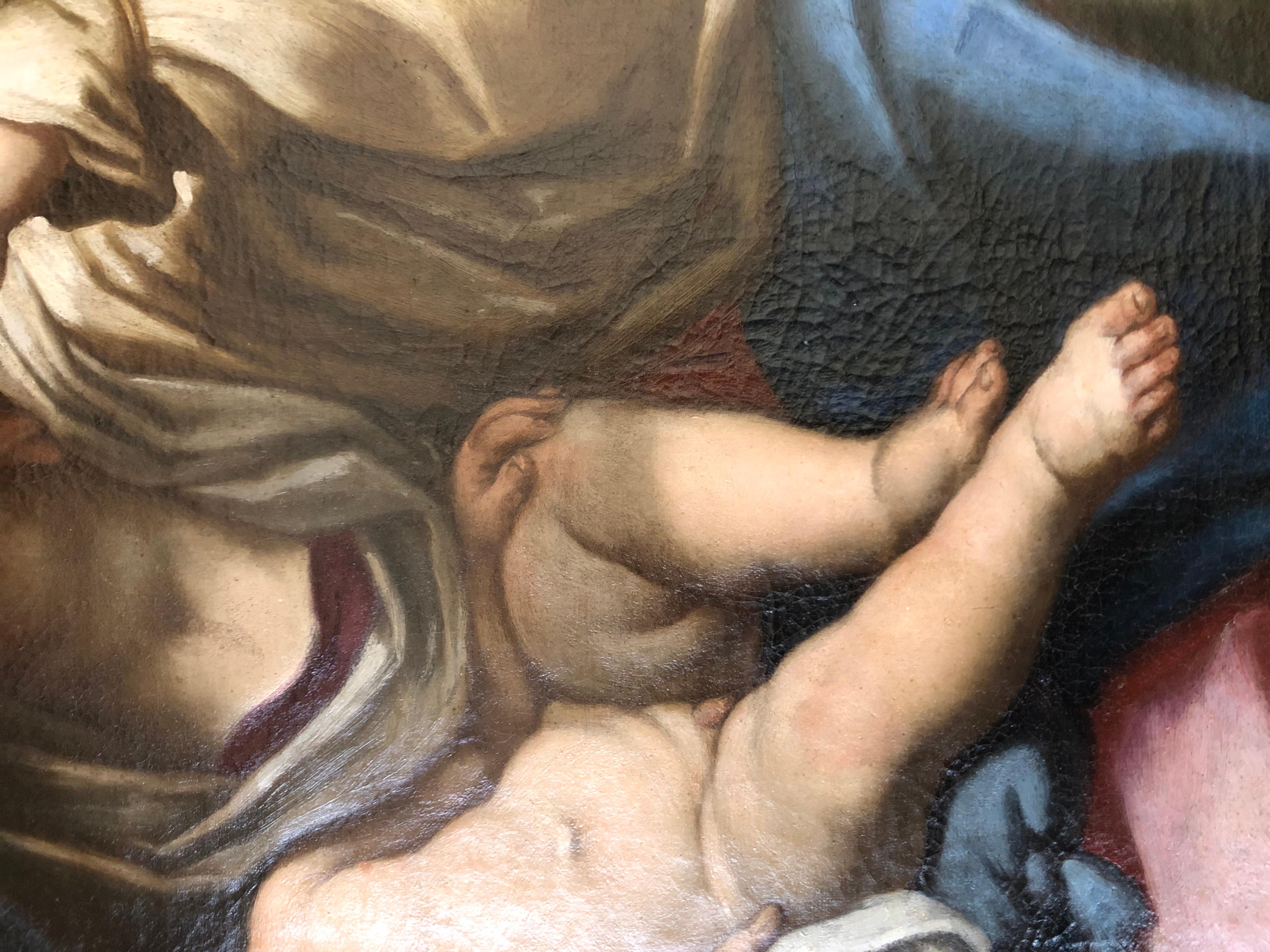 Cercle de Maratta, Maria et Child, Madonna, Christ, Cadre ancien, Vieux Maître en vente 5