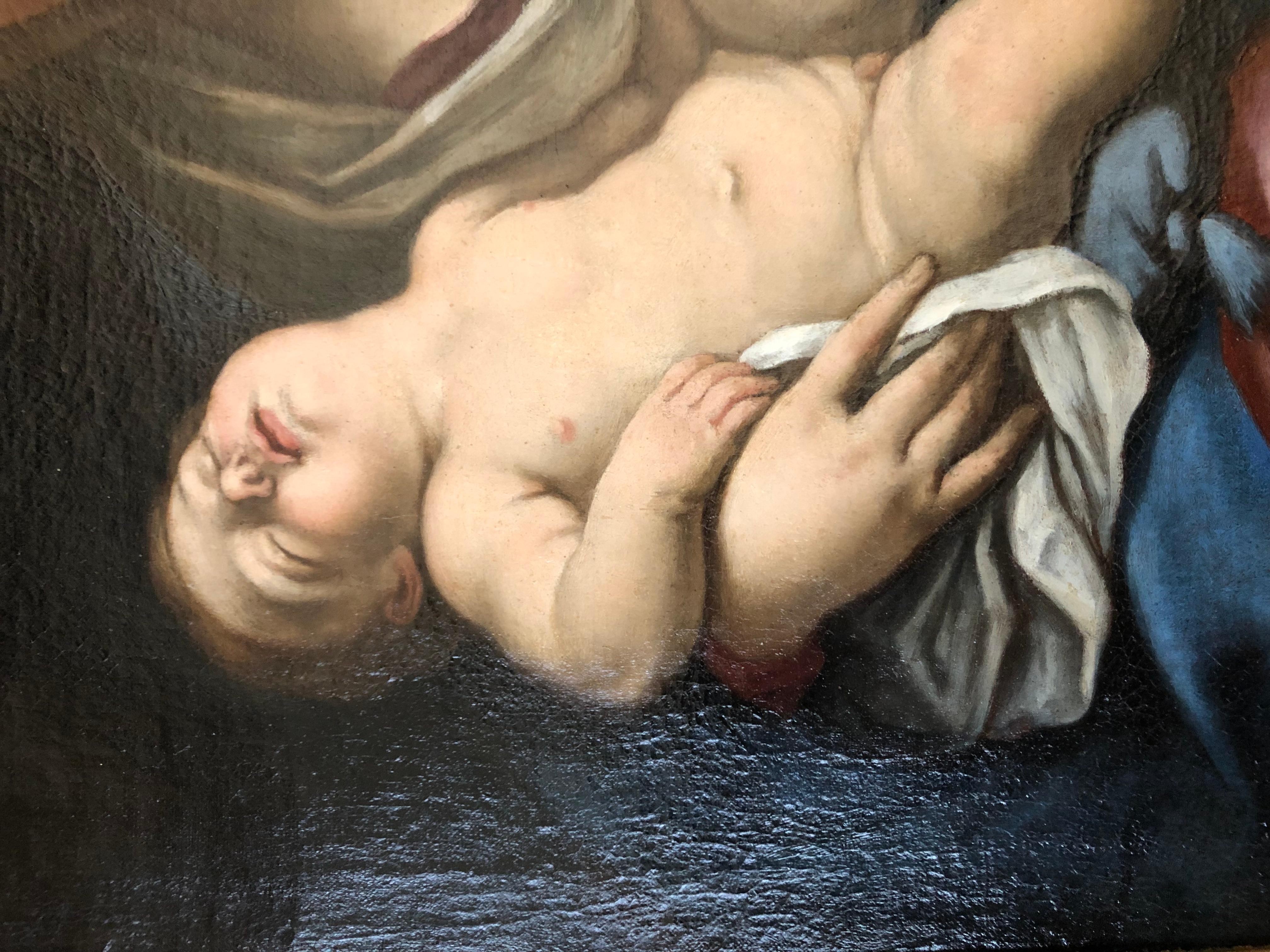 Cercle de Maratta, Maria et Child, Madonna, Christ, Cadre ancien, Vieux Maître en vente 2
